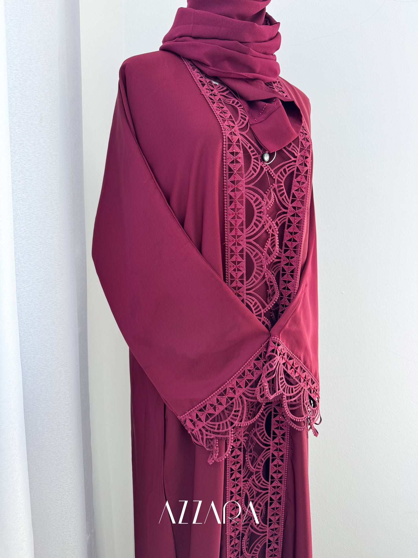 (G020) Syawal Abaya - Majestic Lace in Red