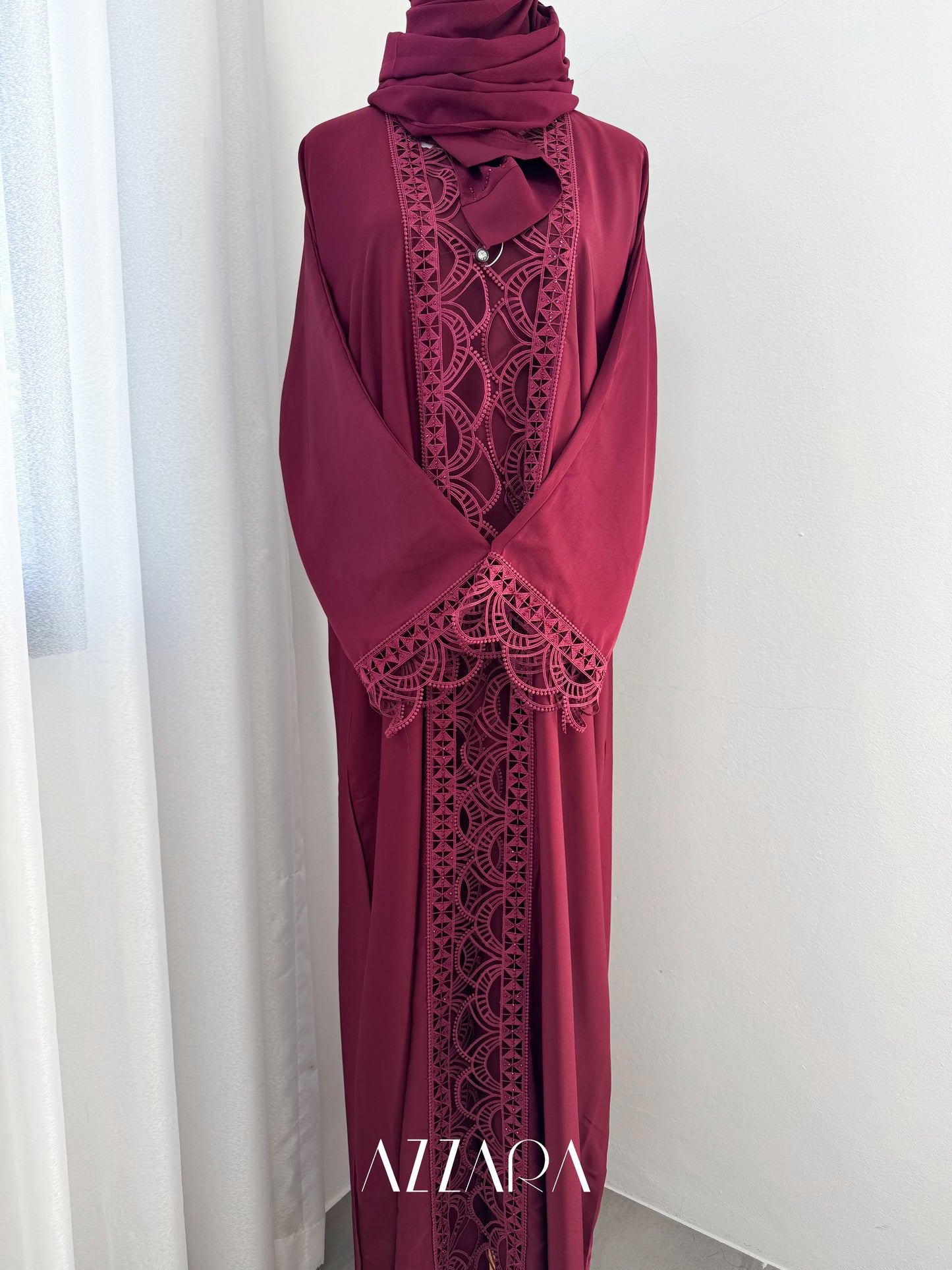 (G020) Syawal Abaya - Majestic Lace in Red
