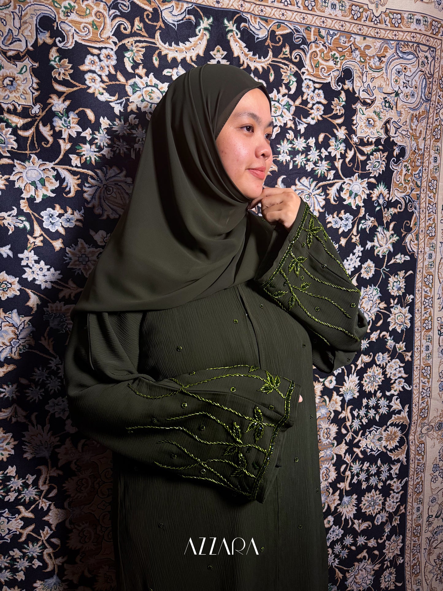 (N035) Zahraat Premium in Myrtle Green