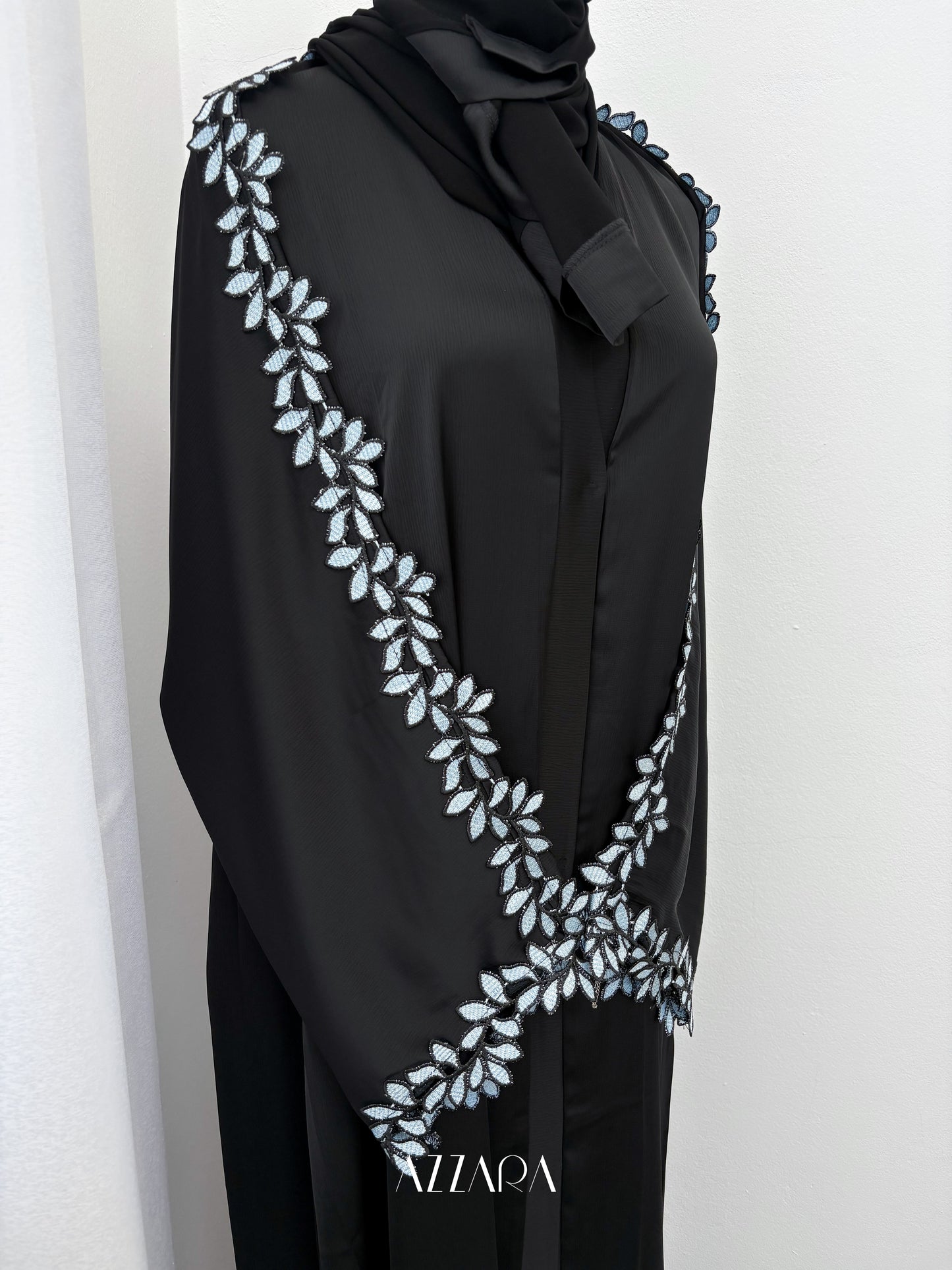Sahara Abaya (D078) - Blue Leaf