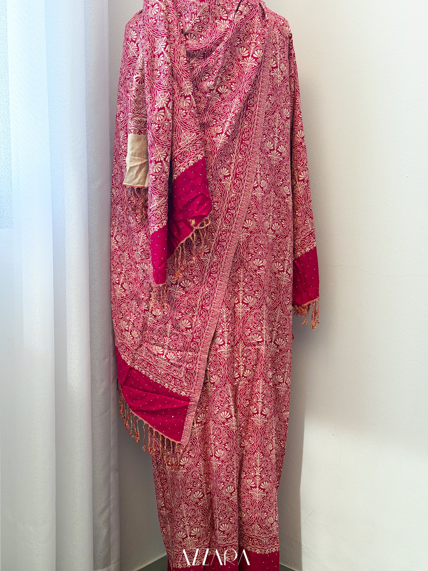 (P001) Pashmina Abaya - Bright Pink