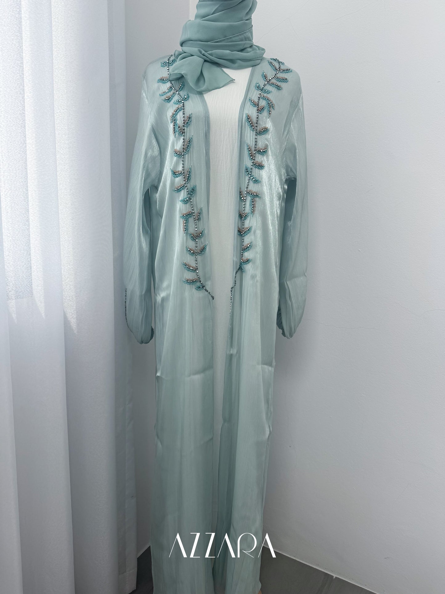 Sahara Abaya (D064) - Blue shimmer double abaya