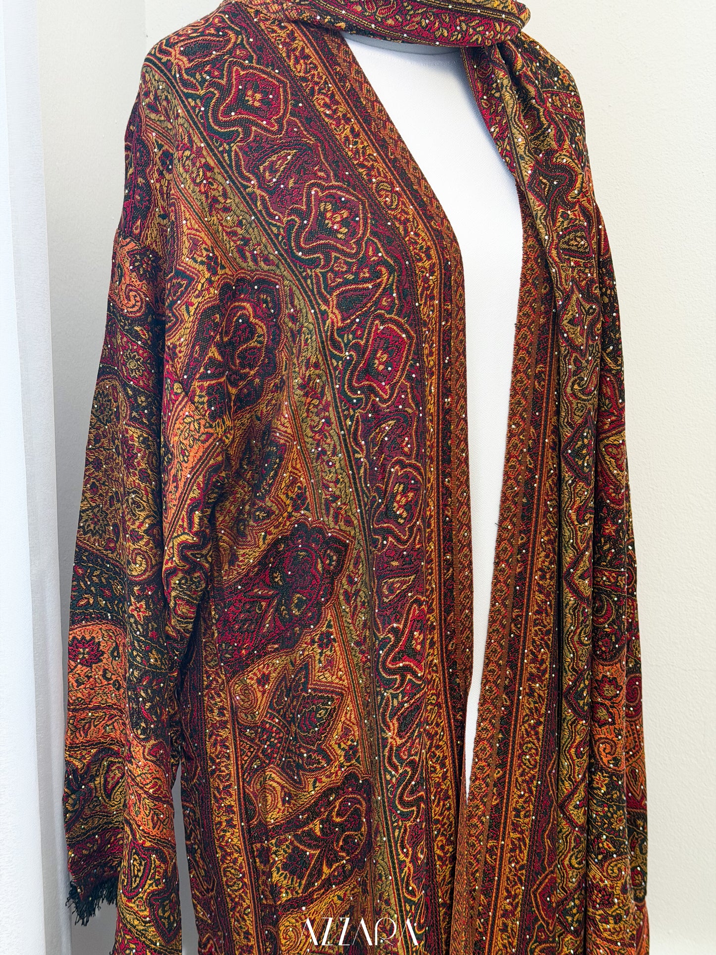 (P003) Pashmina Abaya - Dark Orange Maroon