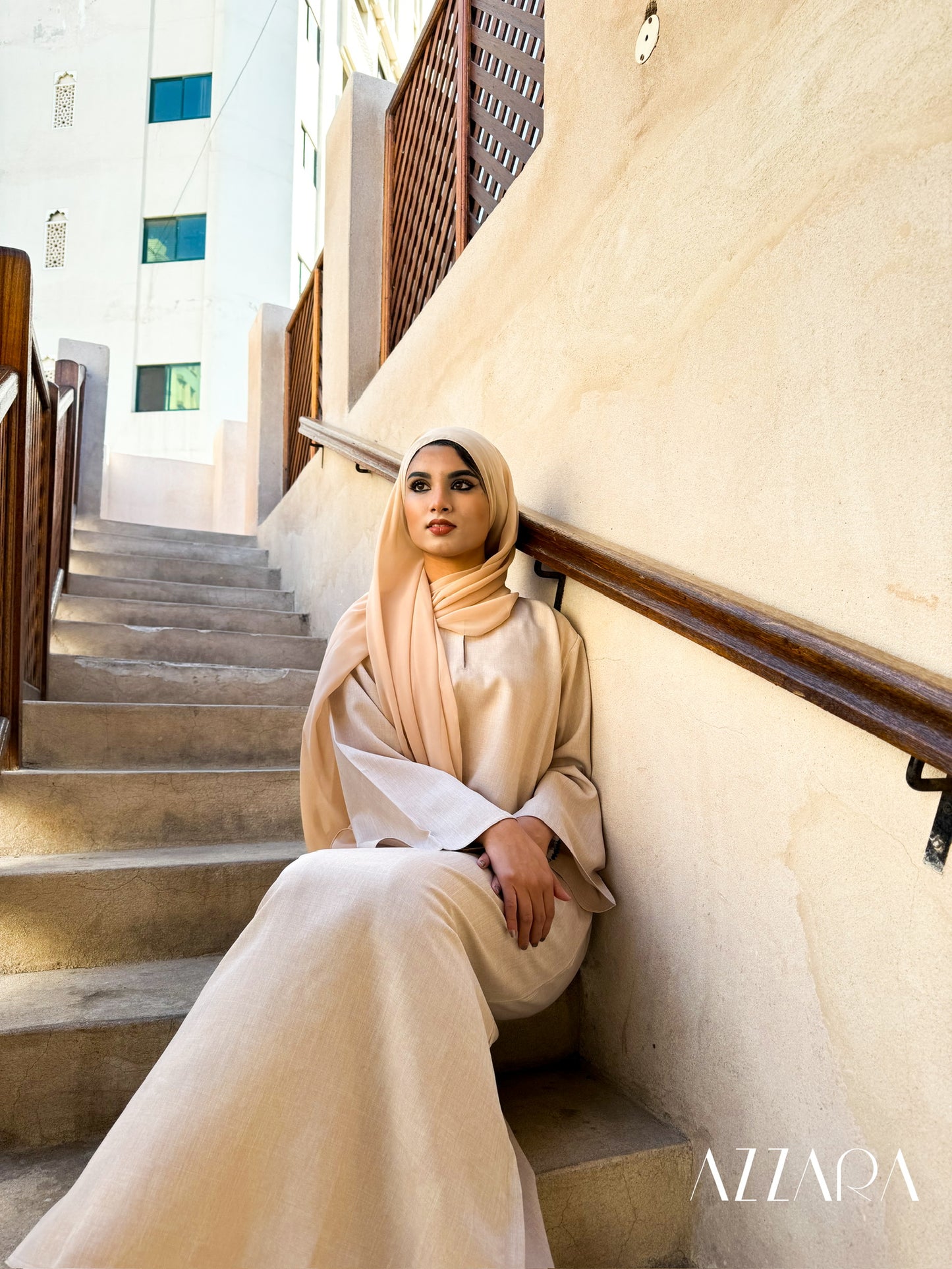 Modest Essential (F010) - Almond Linen Abaya