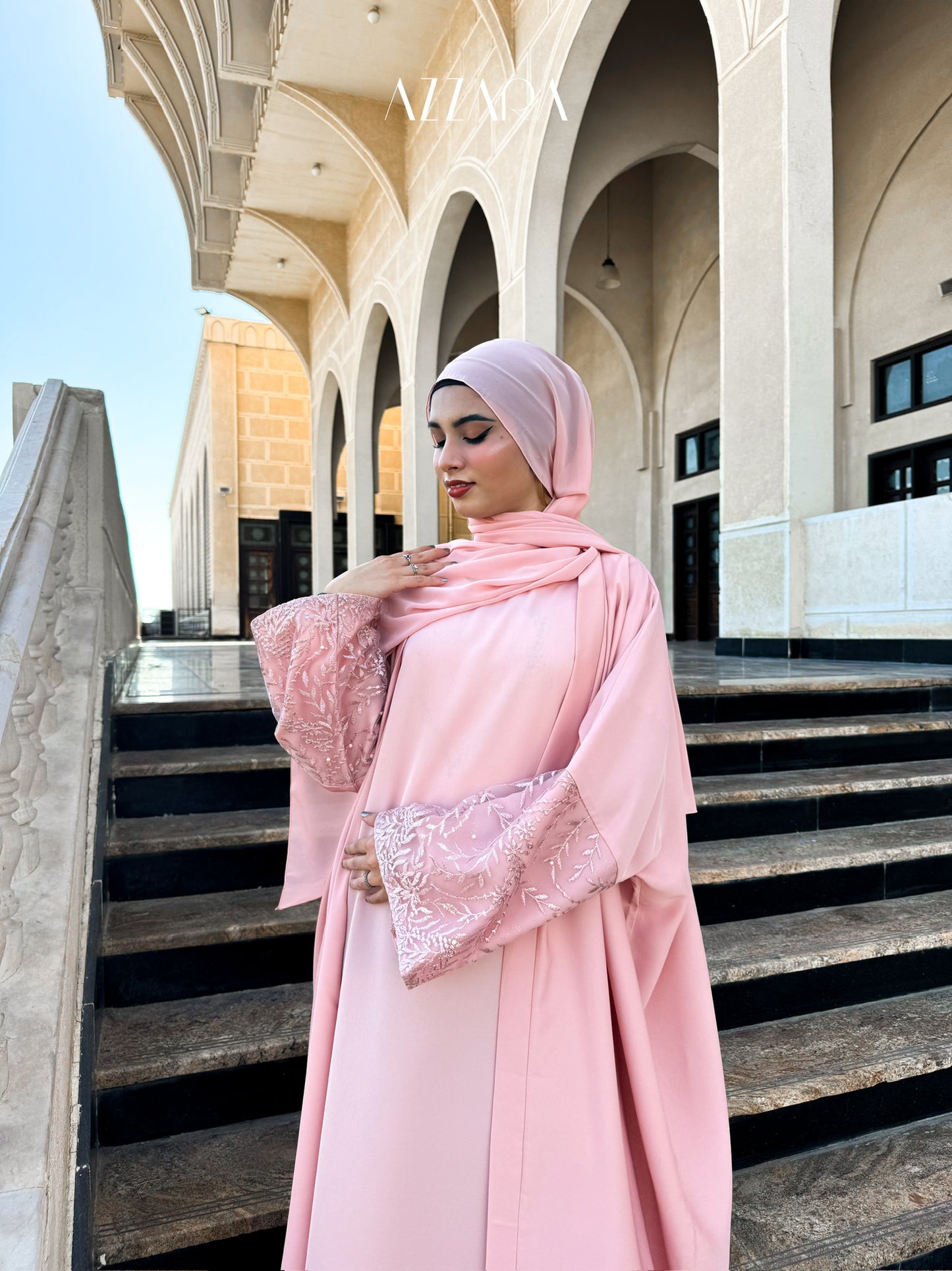 (F002) Florista - Rose Lace with Pearls (Double Abaya)