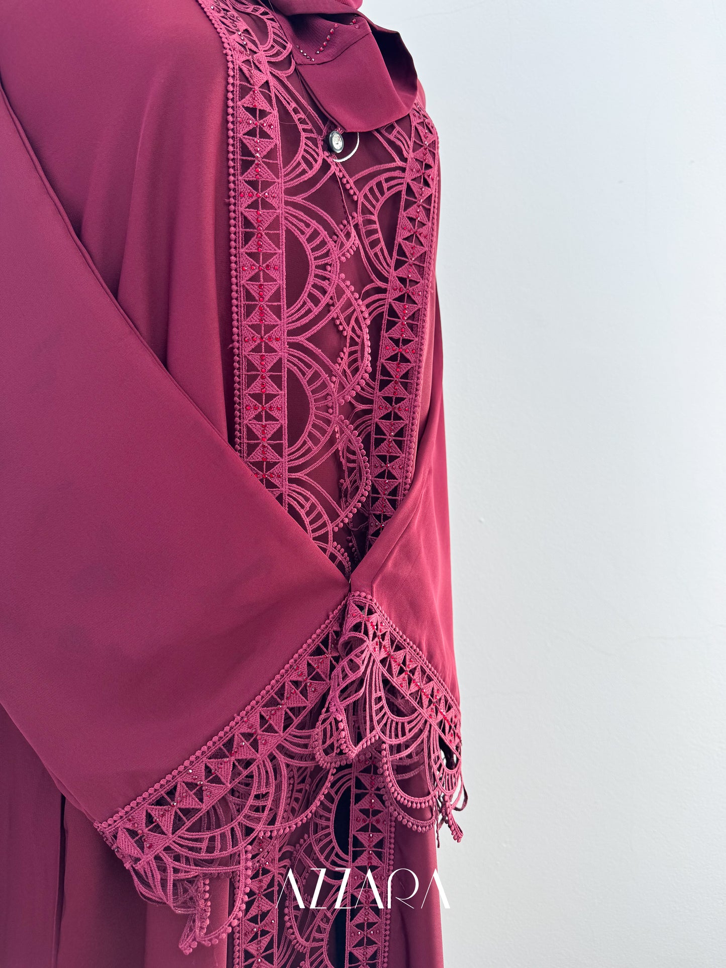 (G020) Syawal Abaya - Majestic Lace in Red