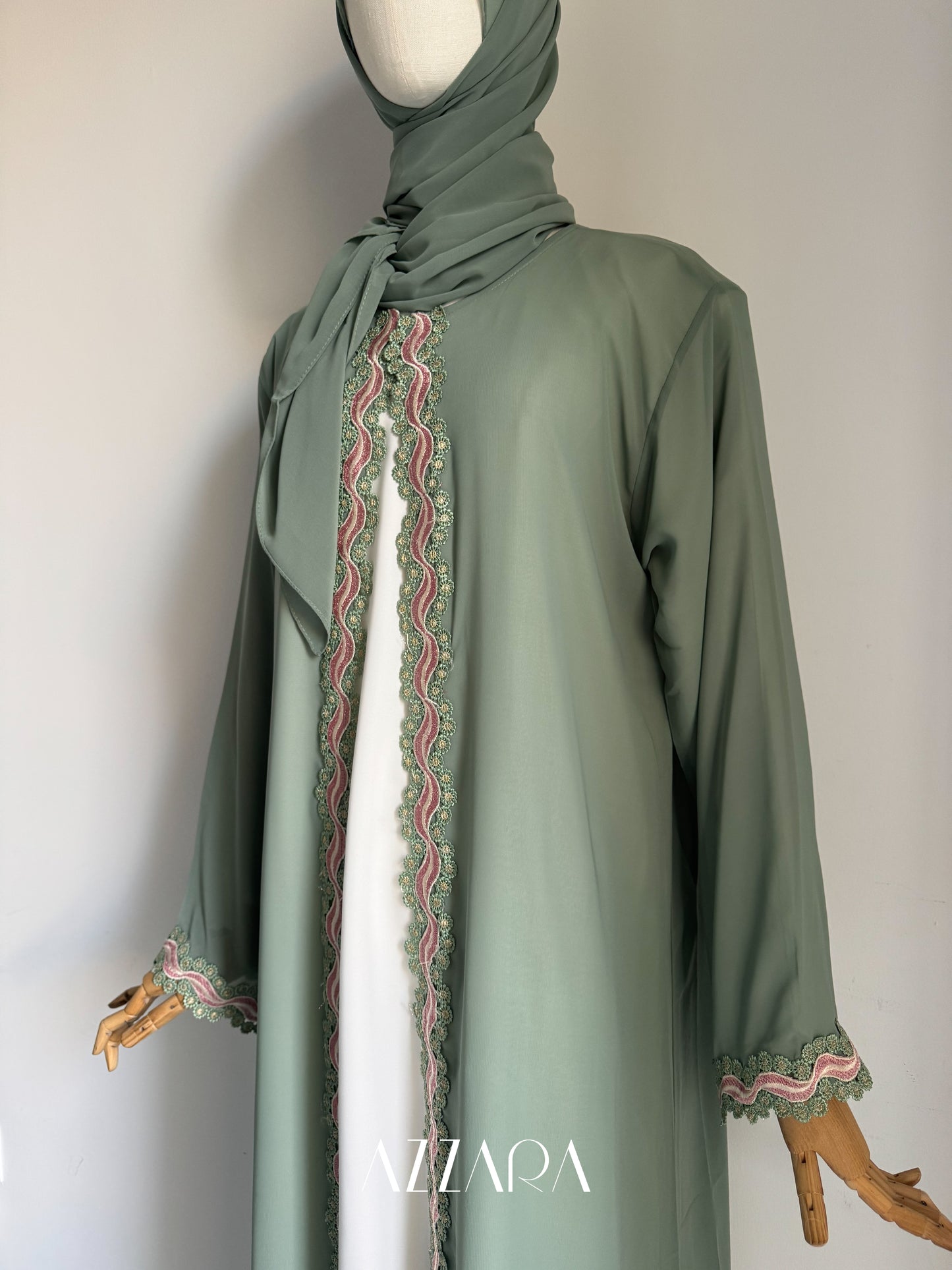 (B018) Dusty Hues - Double Chiffon Nida Green