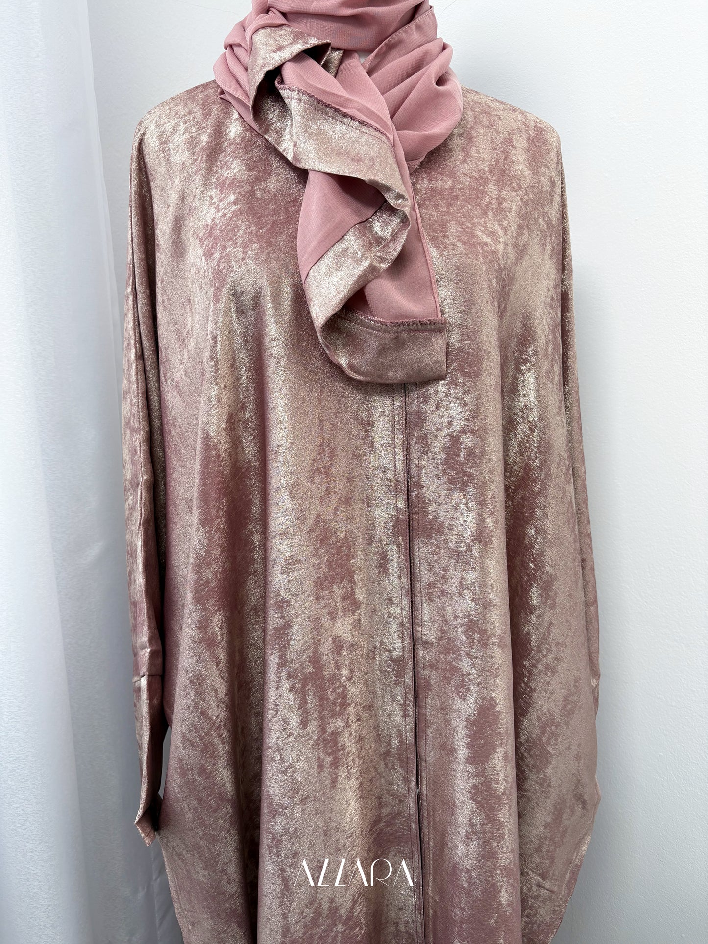 Sahara Abaya (D088) - Blush Pink Shimmer Batwing