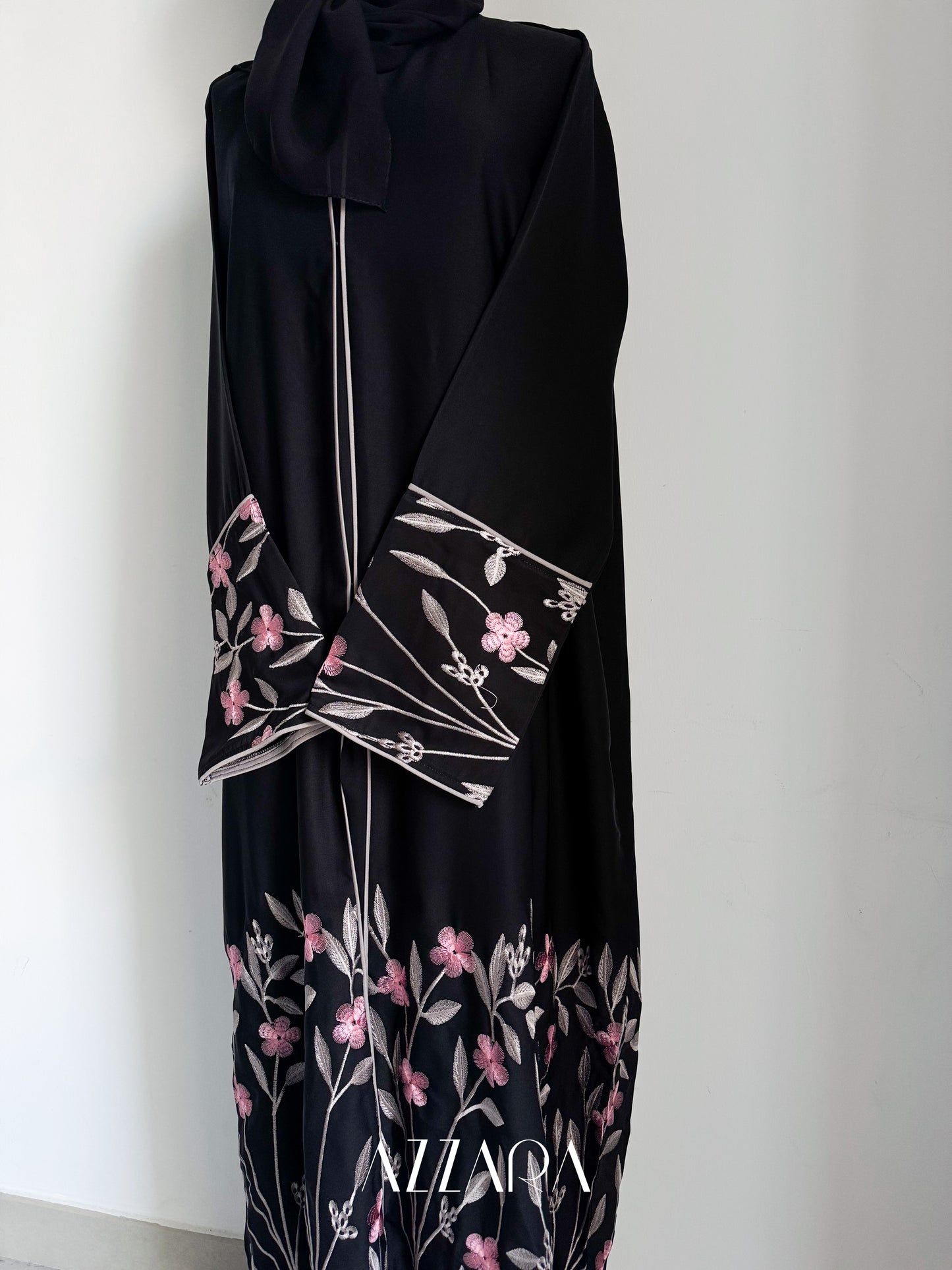 Ajman Abaya (A054) - Flower Embroidery