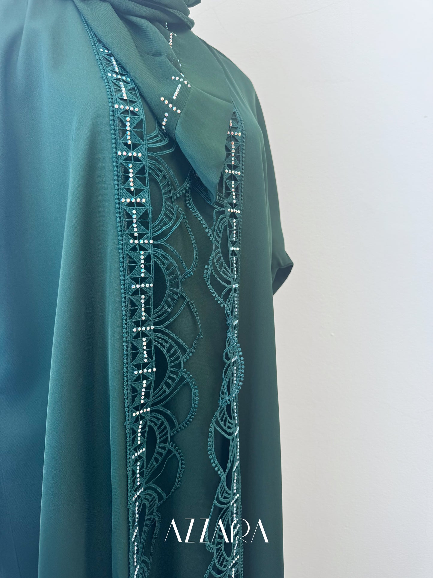 (G017) Syawal Abaya - Majestic Lace in Green