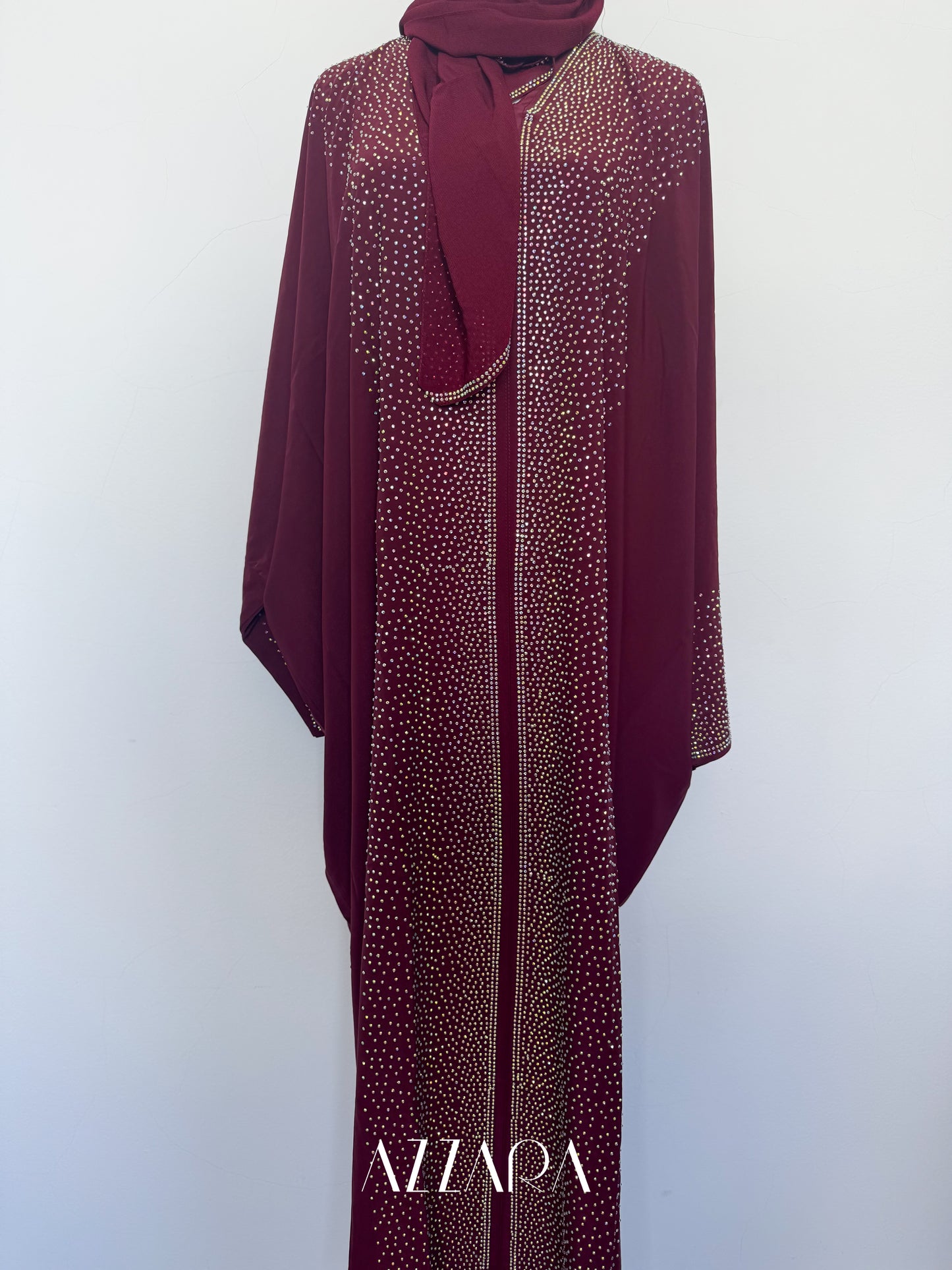 (B044) Straight Crystals Luxe in Maroon Oak