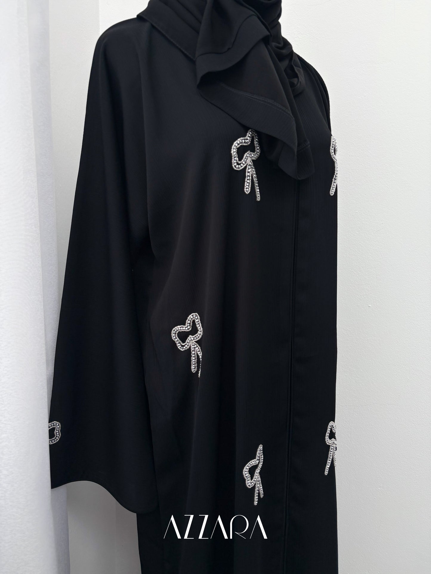 Sahara Abaya (D066) - Black Coquette Abaya