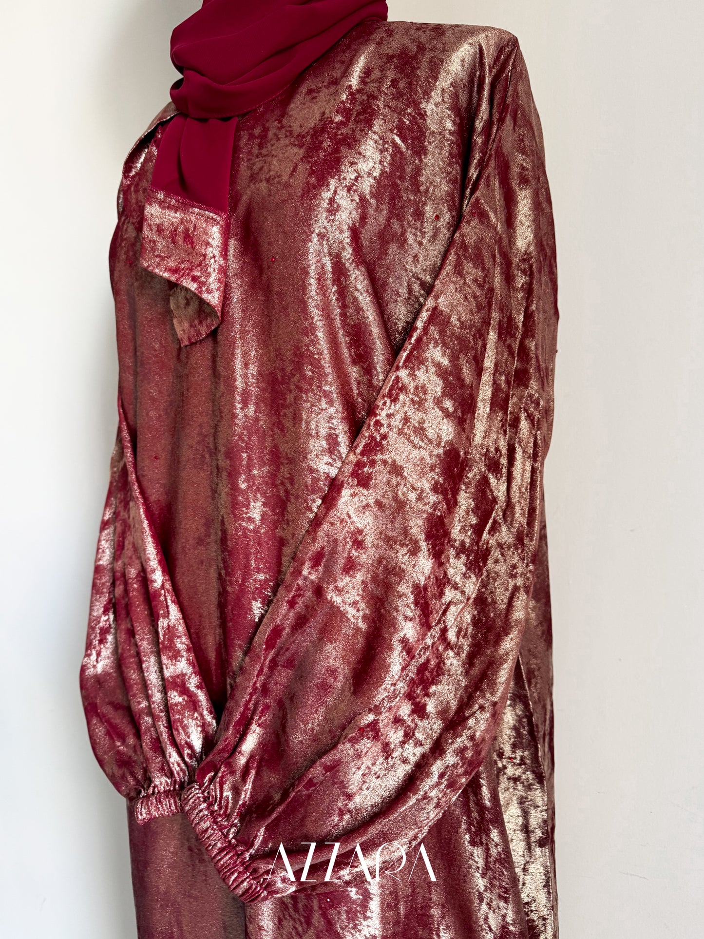 Ajman Abaya (A052) - Burgundy Foil