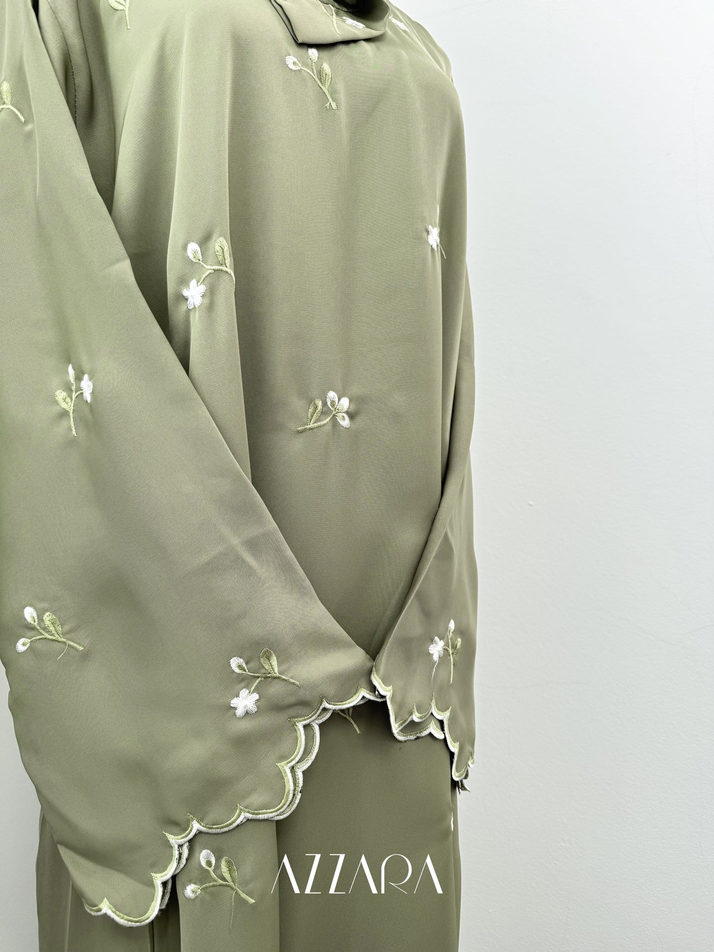 (G029) Syawal Abaya - Patching Mini Flowers in Green