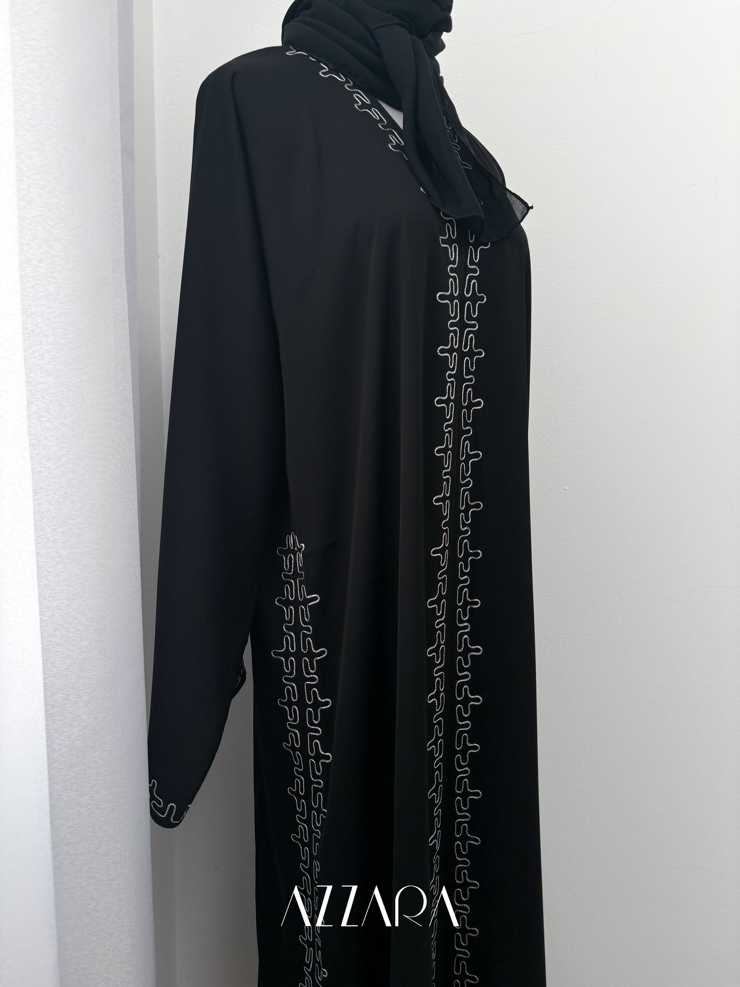 Sahara Abaya (D067) - Black Embroid Abaya