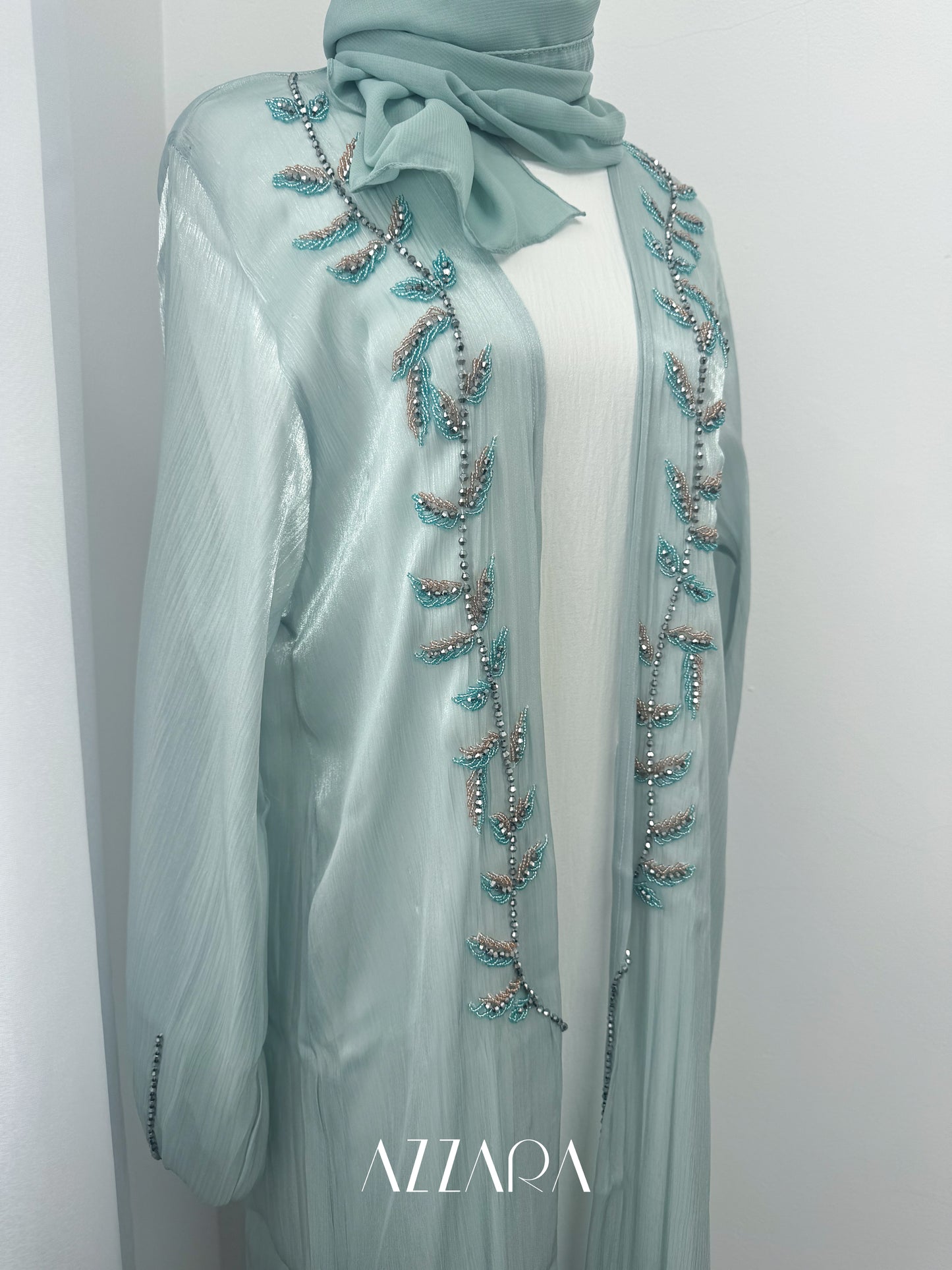 Sahara Abaya (D064) - Blue shimmer double abaya