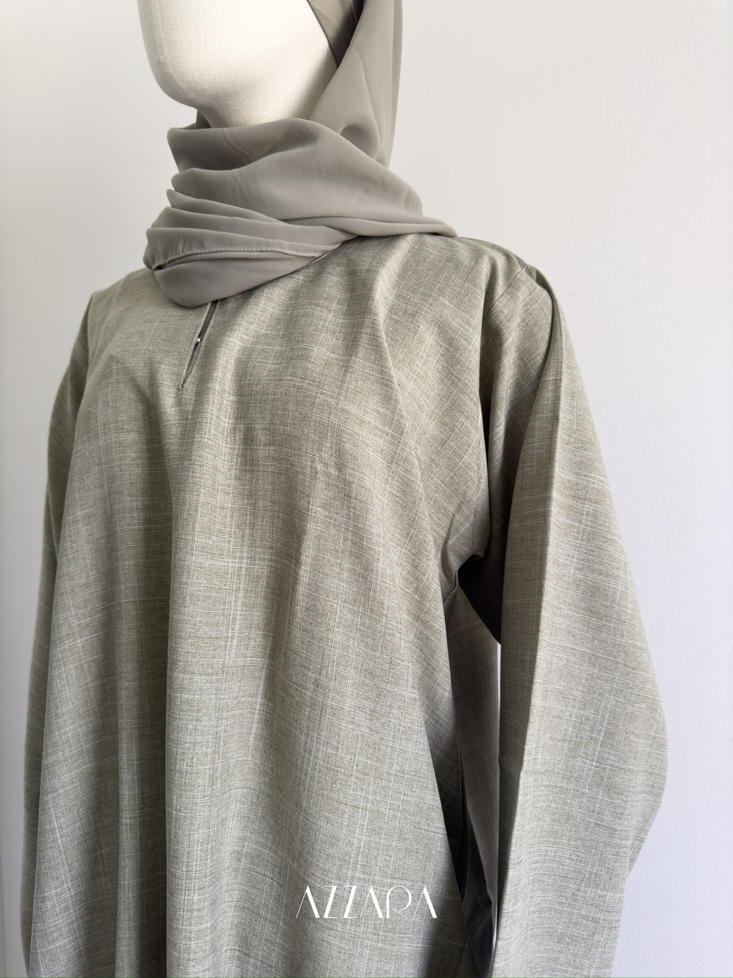 Modest Essential (F007) - Apple Green Linen Abaya