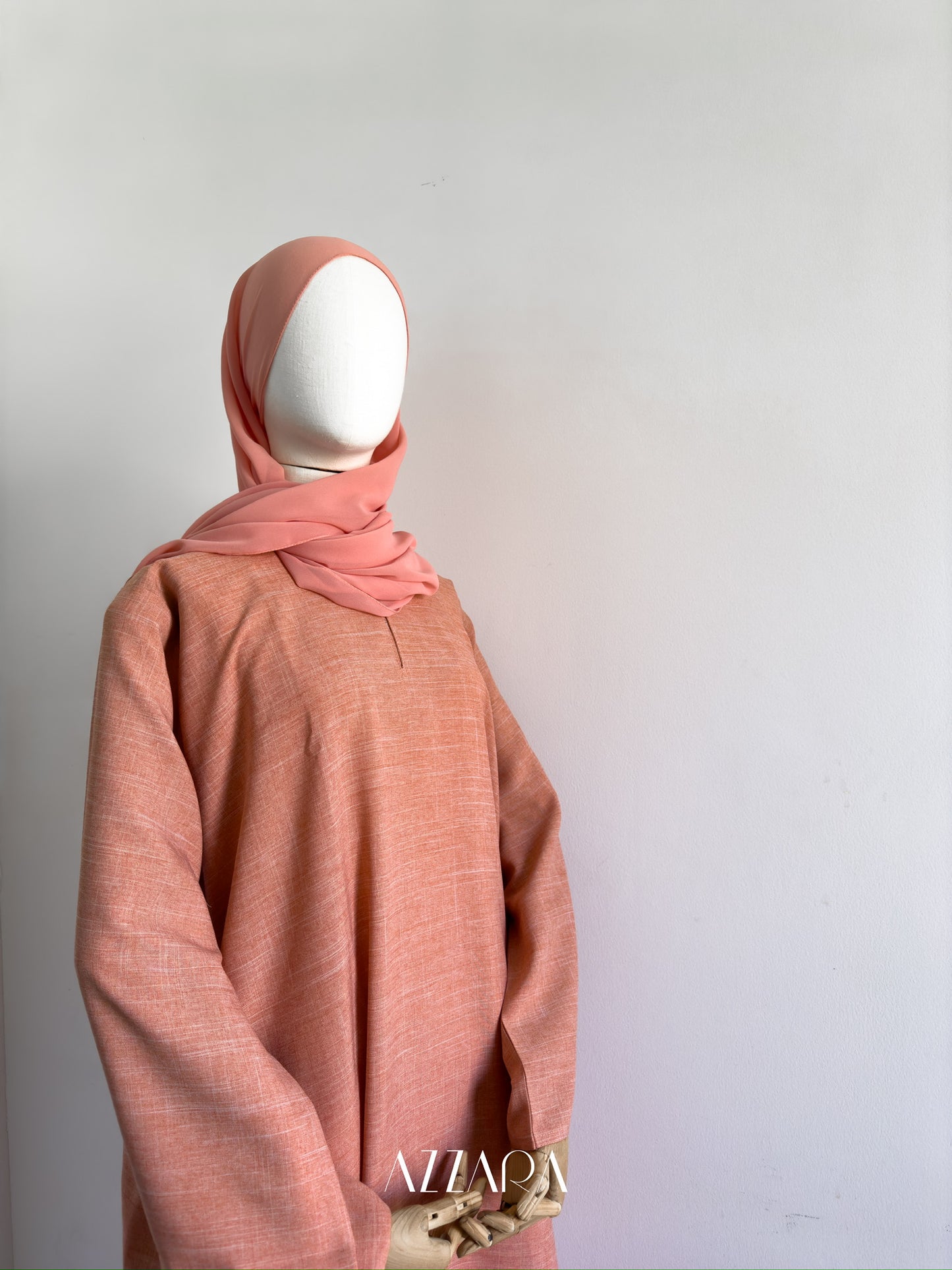 Modest Essential (F007) - Orange Peach Linen Abaya