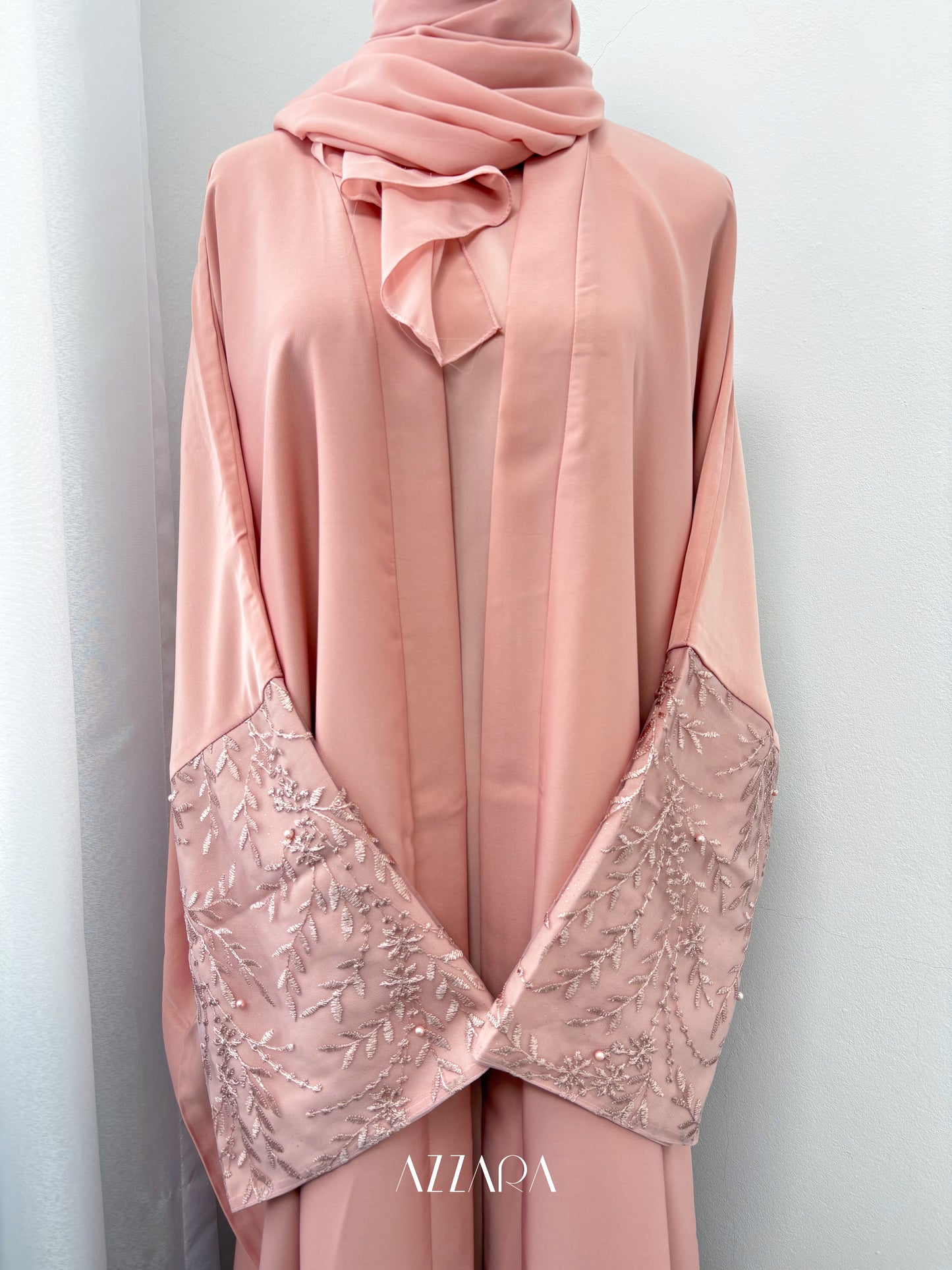(F002) Florista - Rose Lace with Pearls (Double Abaya)