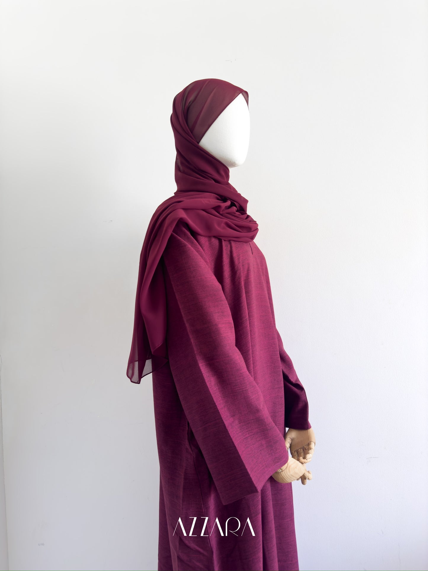 Modest Essential (F007) - Maroon Oak Linen Abaya
