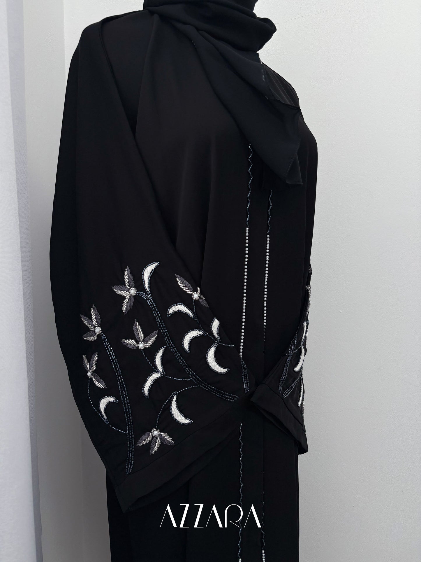 Sahara Abaya (D065) - Black handworks abaya