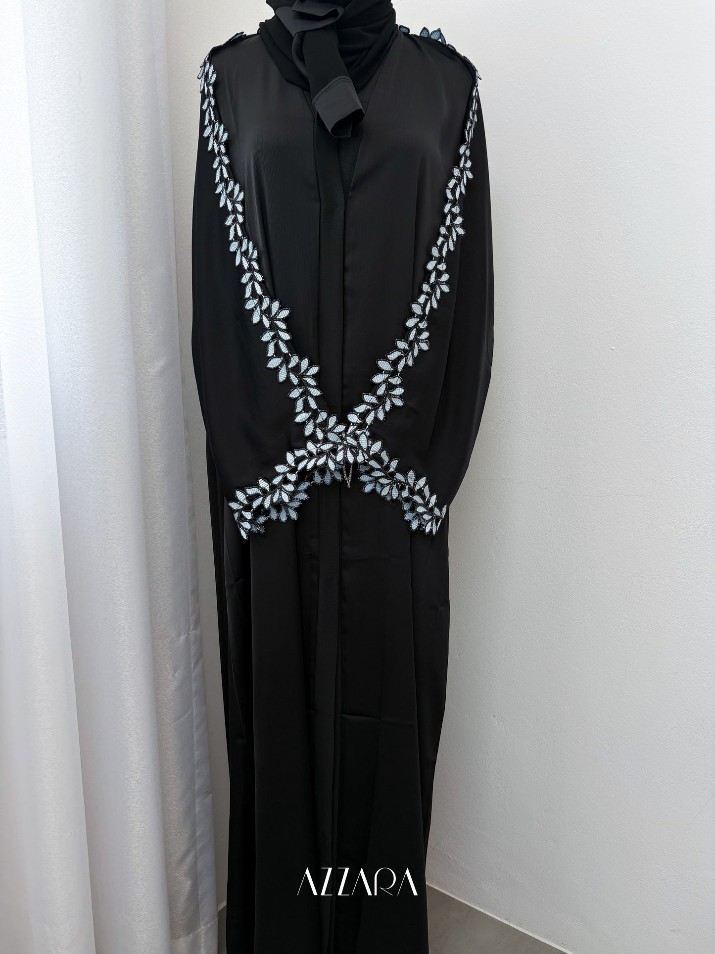 Sahara Abaya (D078) - Blue Leaf