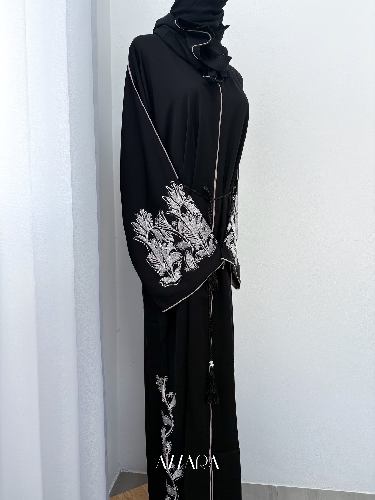 Sahara Abaya (D076) - Light Beige Embroid