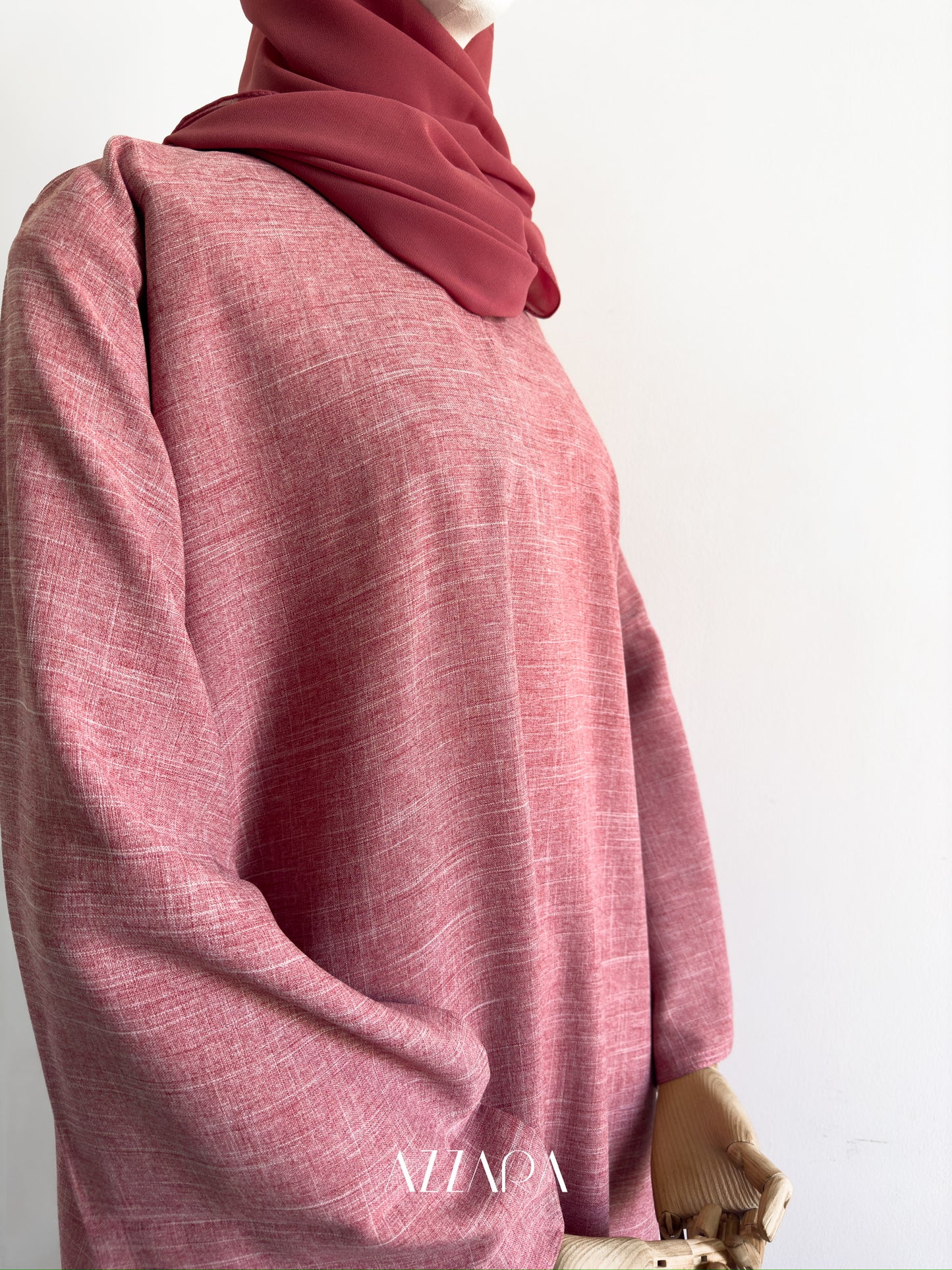 Modest Essential (F007) - Cherry Pink Linen Abaya