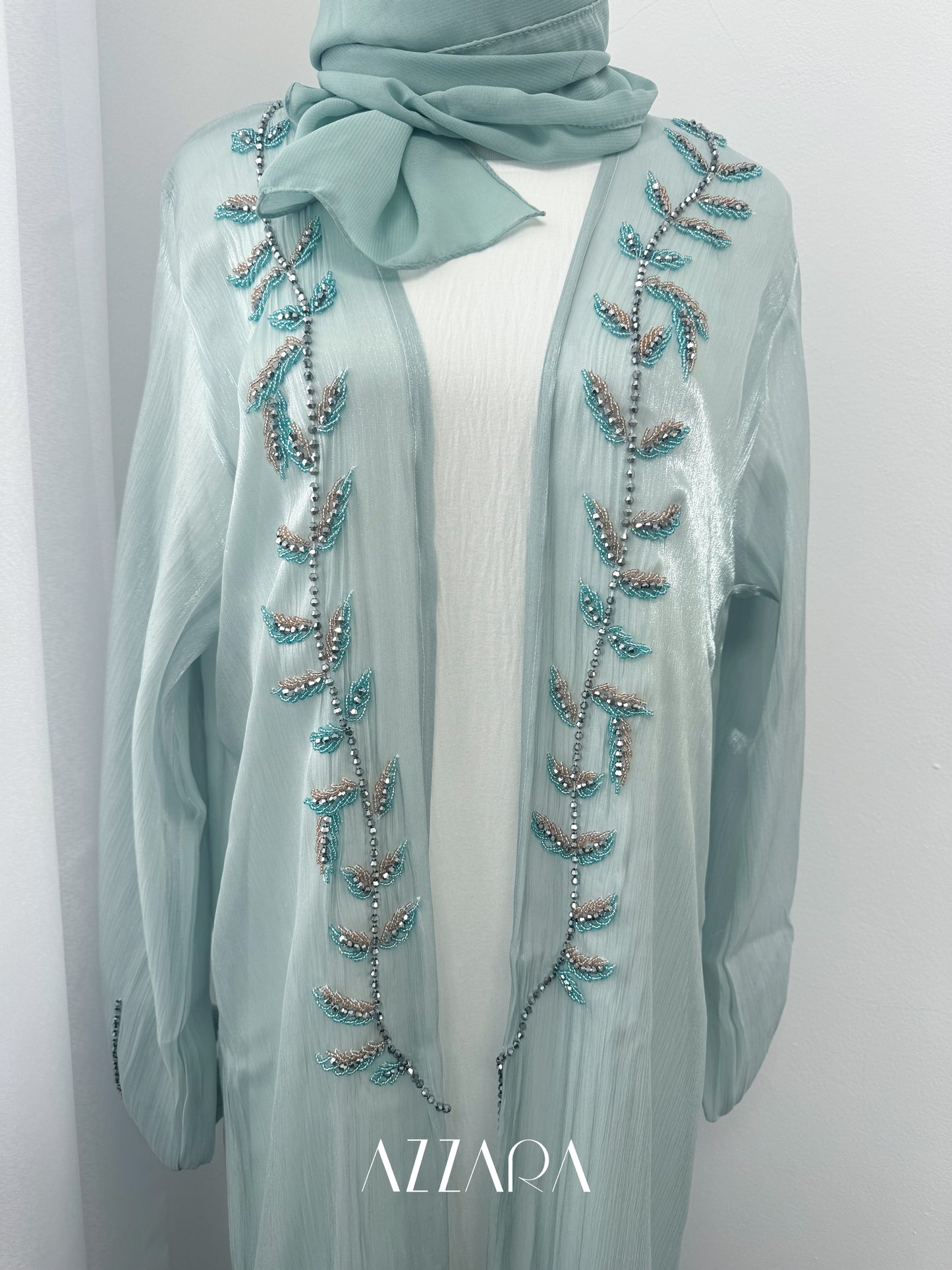 Sahara Abaya (D064) - Blue shimmer double abaya