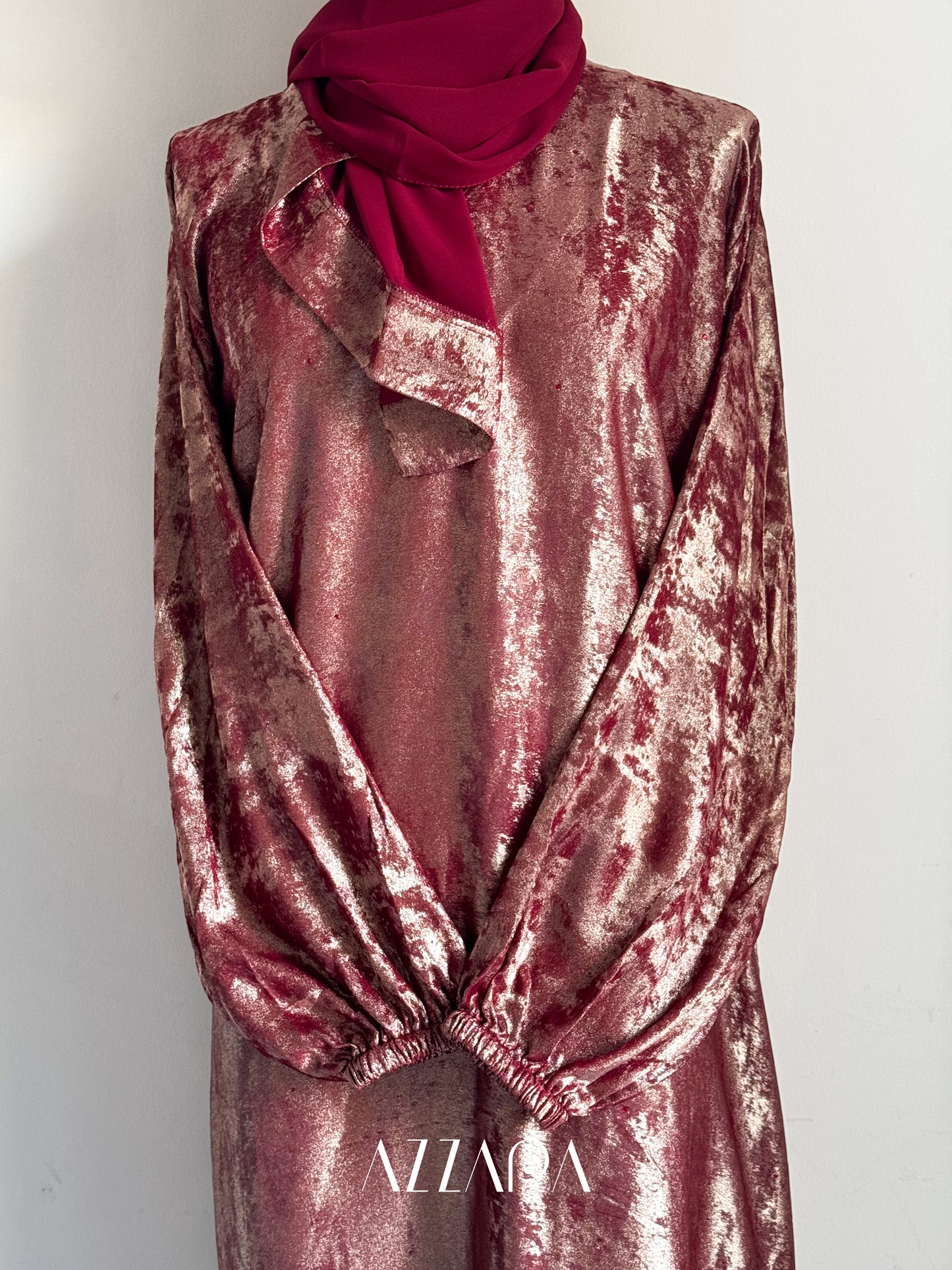 Ajman Abaya (A052) - Burgundy Foil