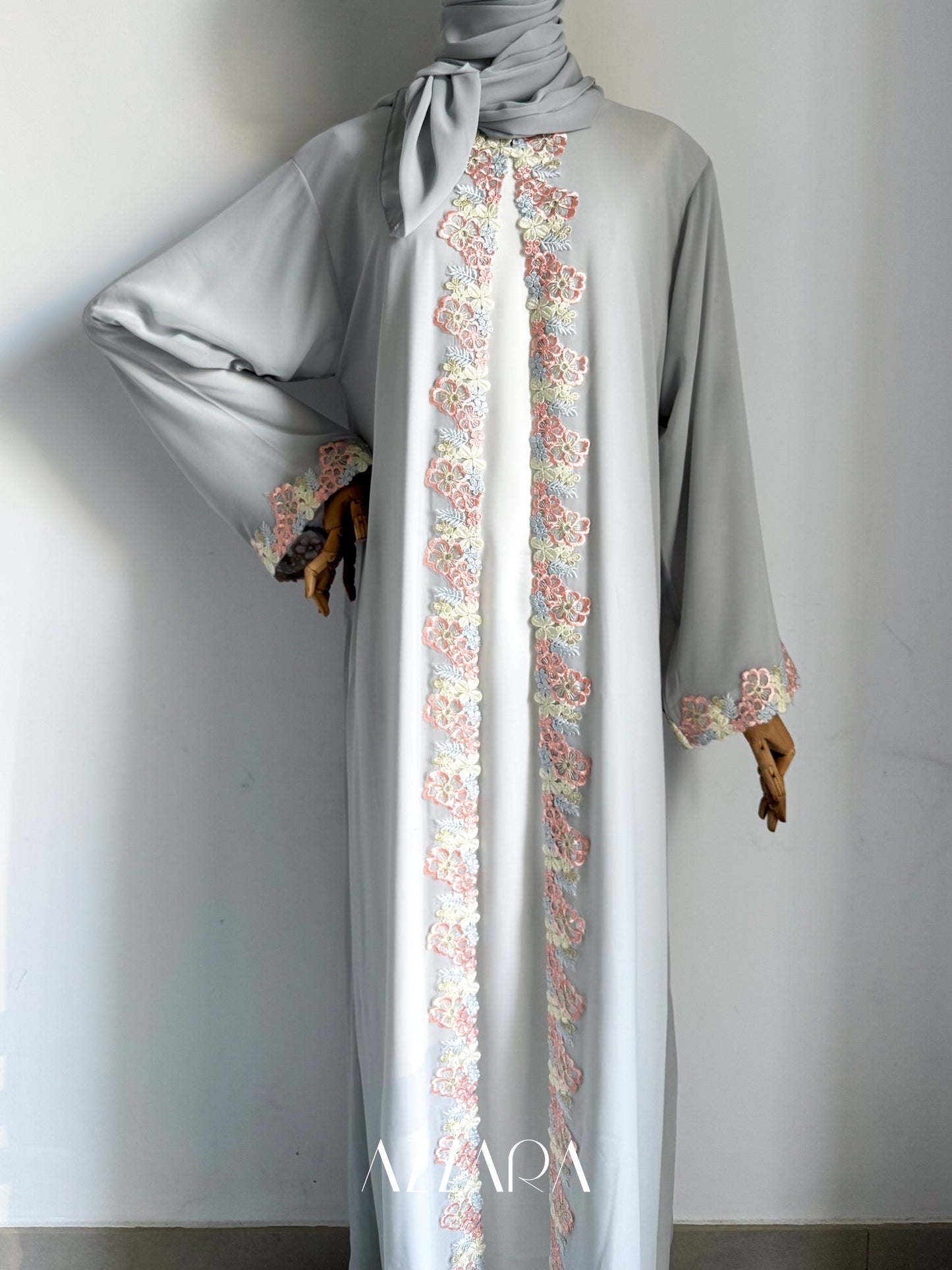 (B017) Dusty Hues - Double Chiffon Nida Blue