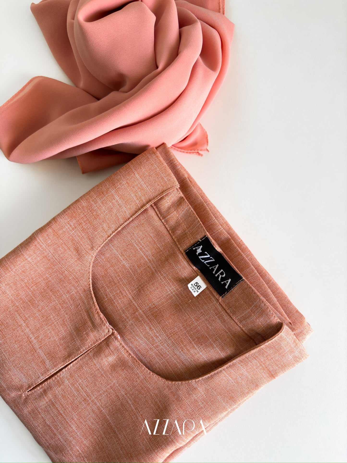 Modest Essential (F007) - Orange Peach Linen Abaya