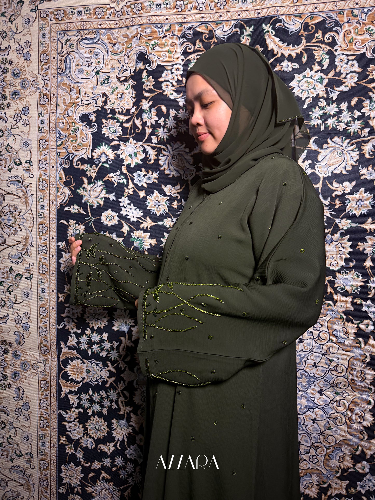 (N035) Zahraat Premium in Myrtle Green