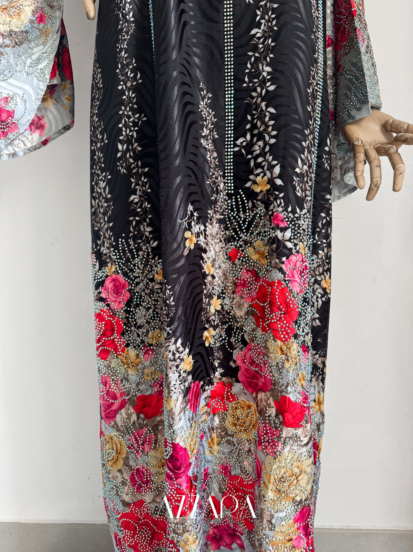 (B001) Jewel of the East - Black Jacquard Abaya