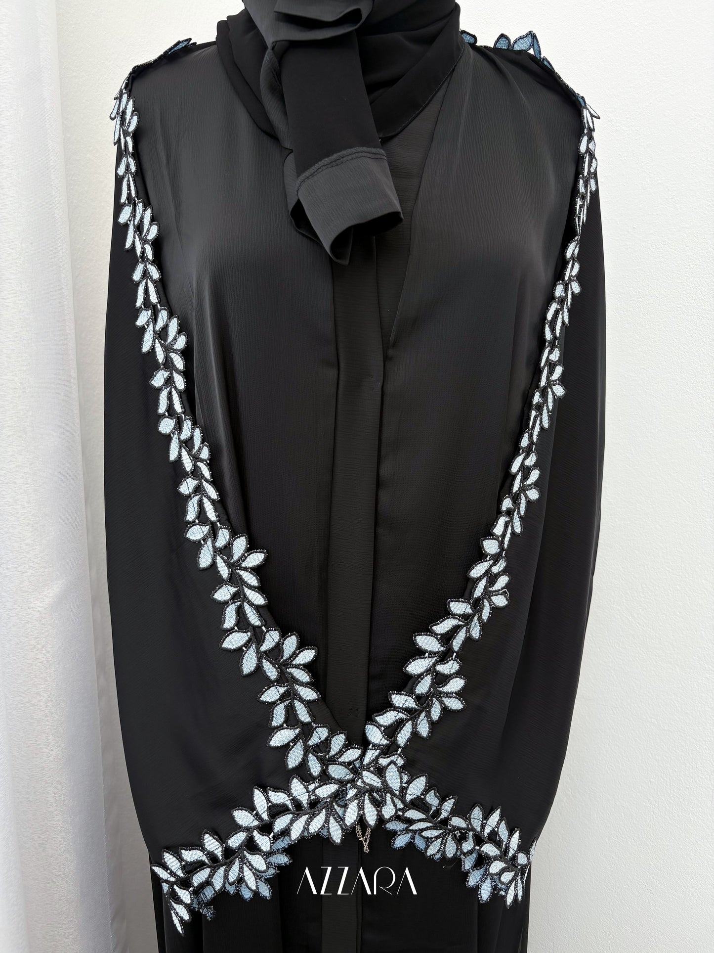 Sahara Abaya (D078) - Blue Leaf