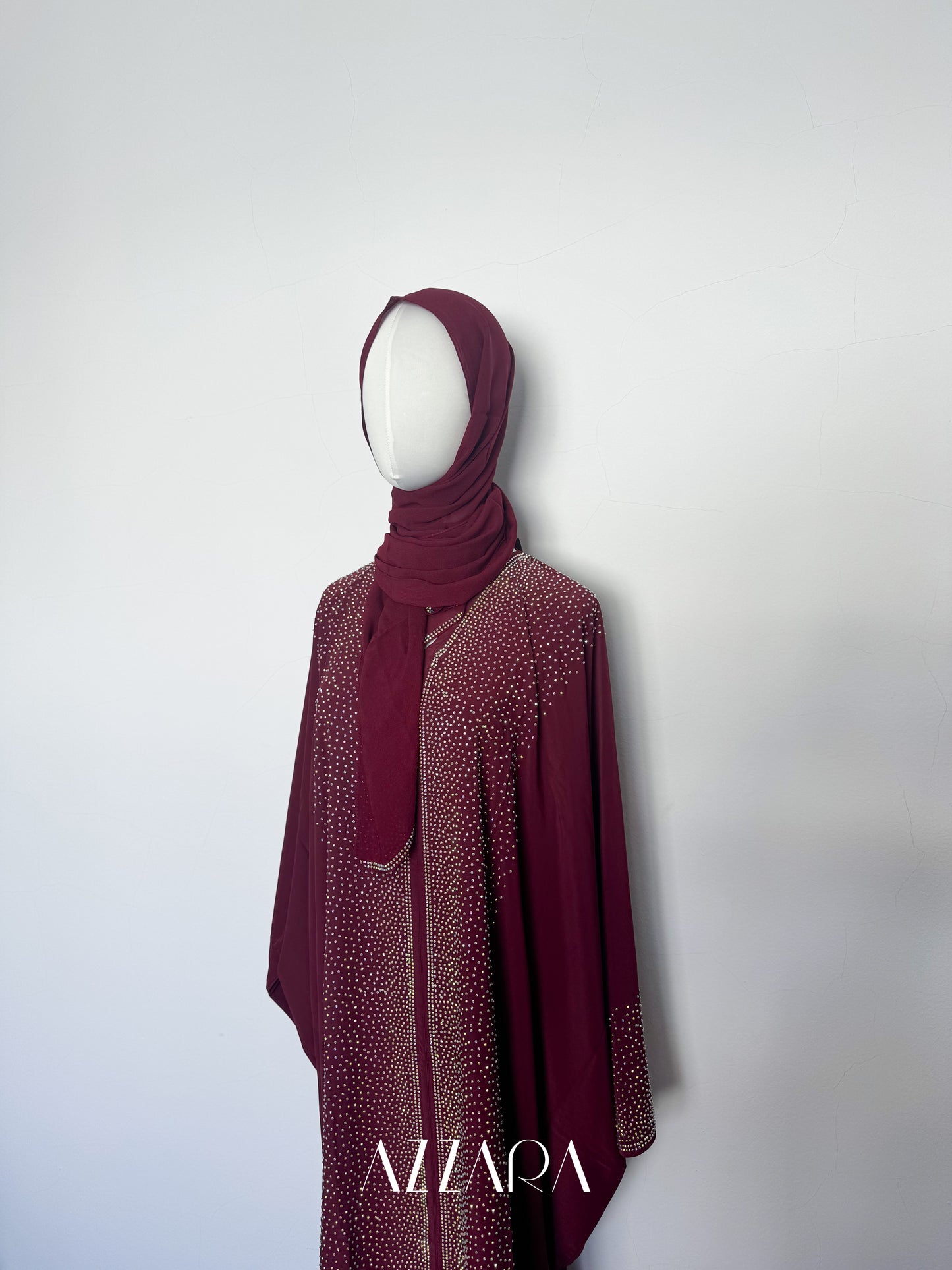(B044) Straight Crystals Luxe in Maroon Oak