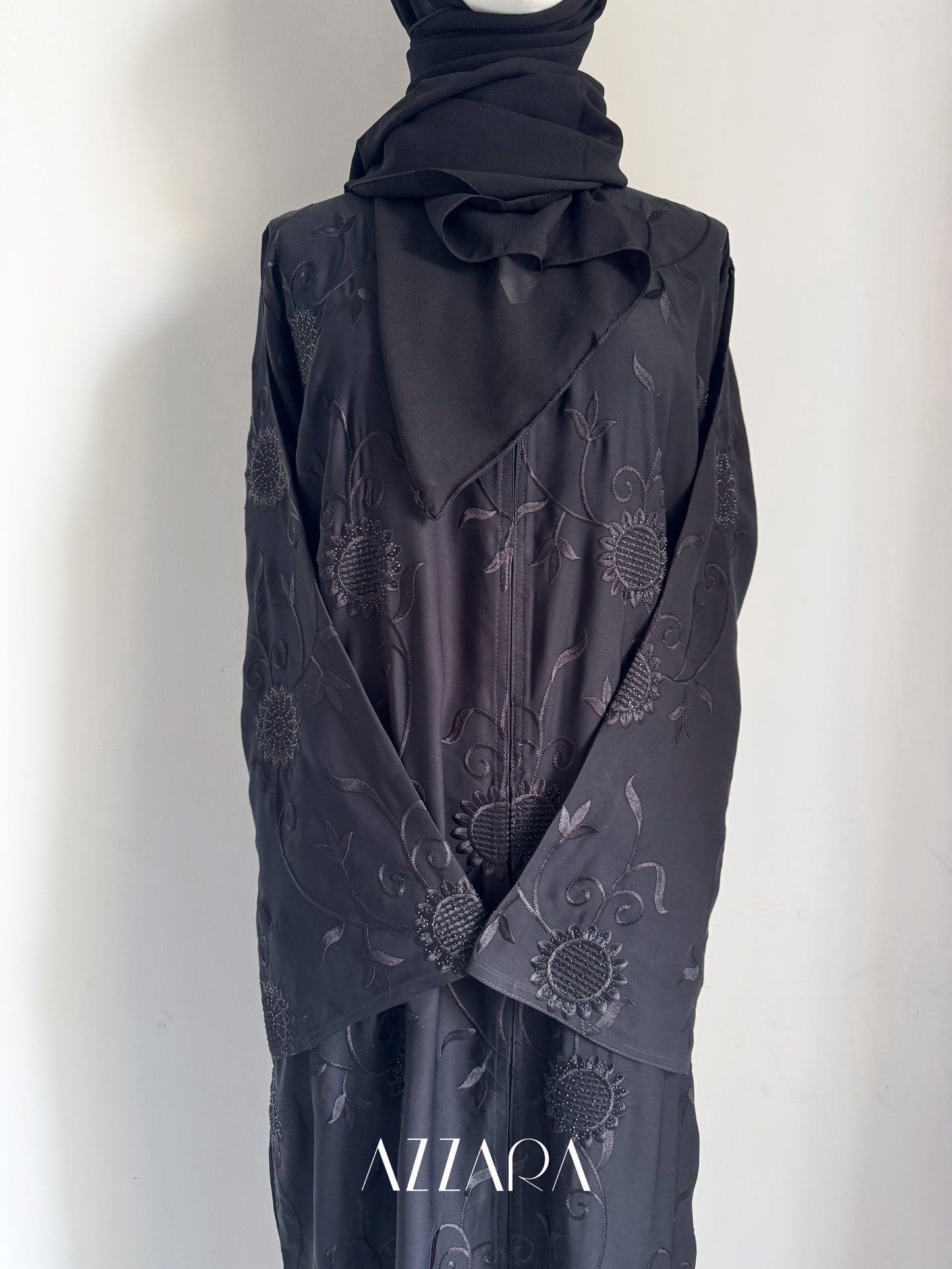 Ajman Abaya (A046) - Black embroid