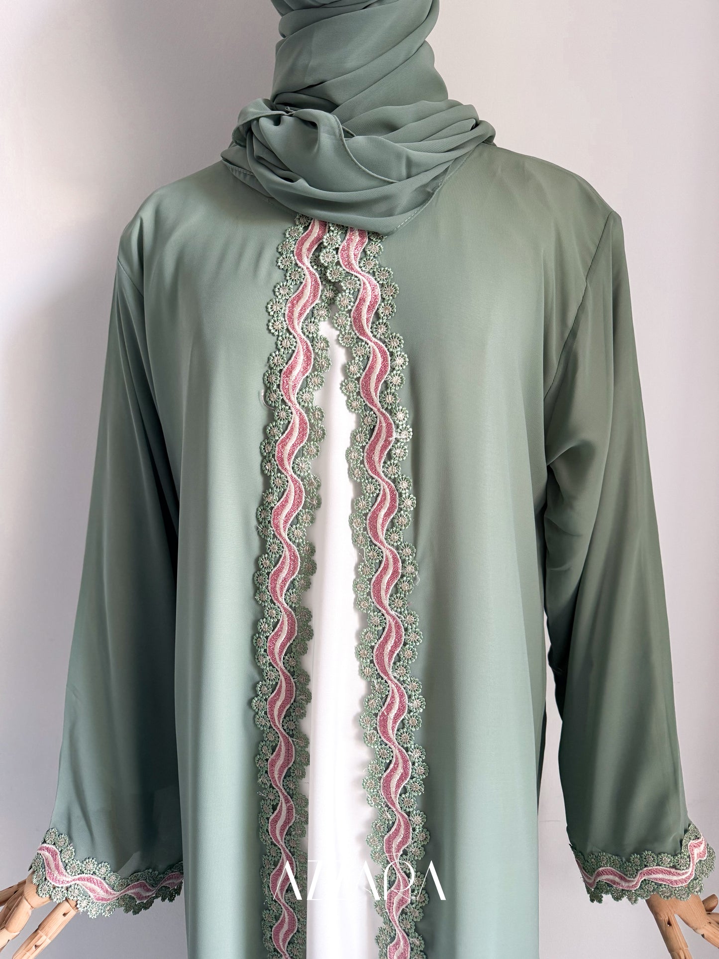 (B018) Dusty Hues - Double Chiffon Nida Green