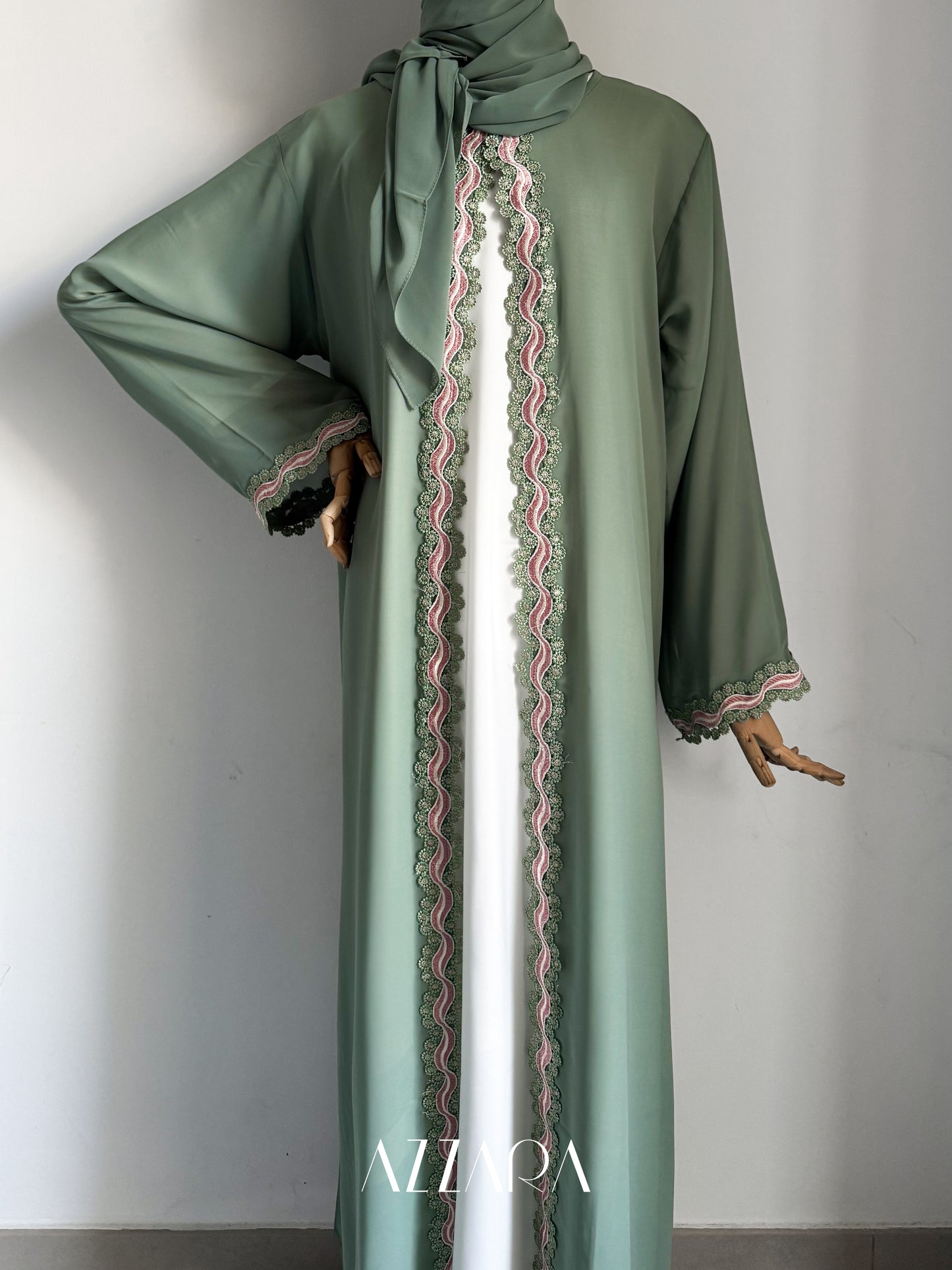 (B018) Dusty Hues - Double Chiffon Nida Green