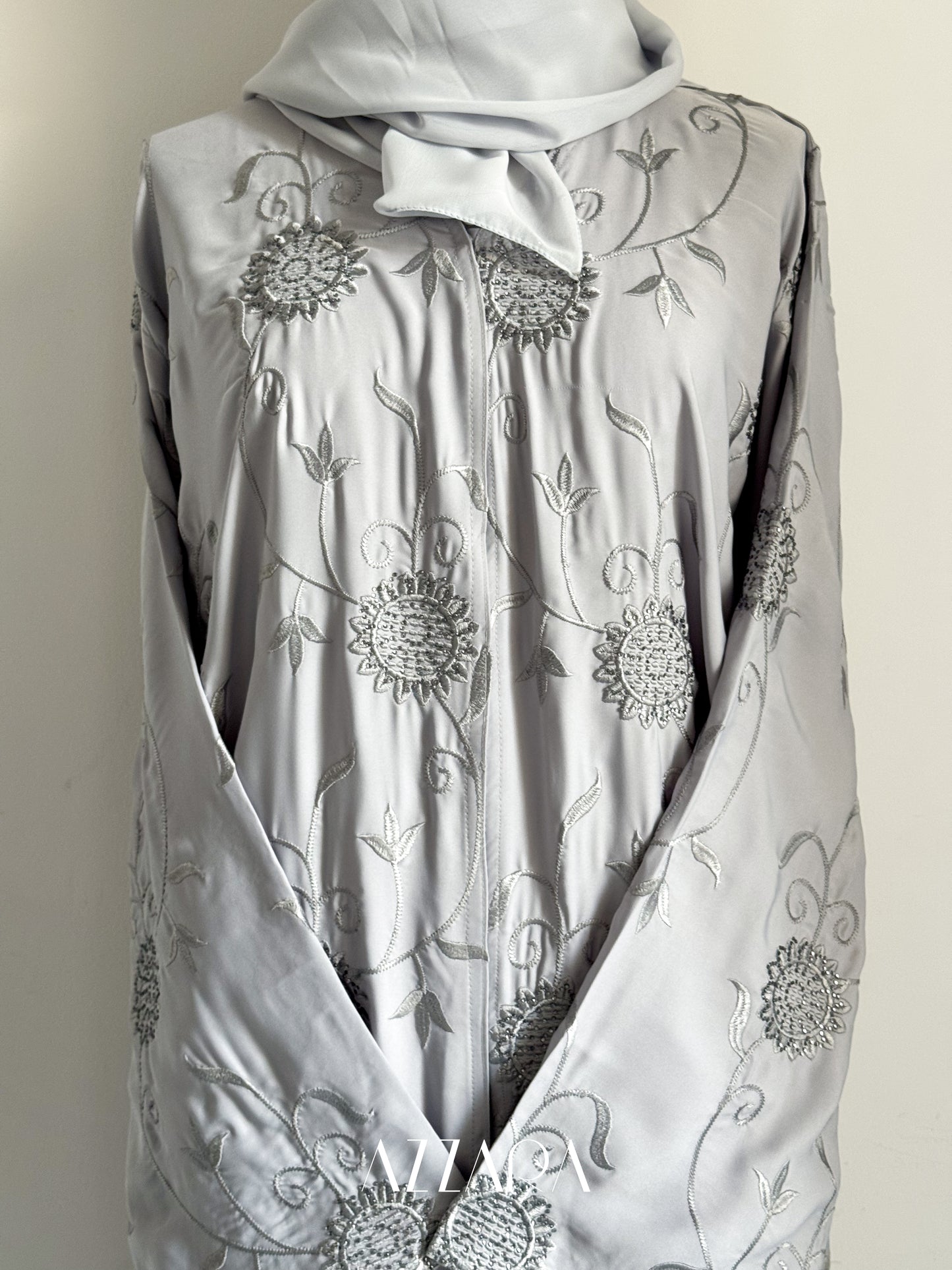 Ajman Abaya (A047) - Grey embroid
