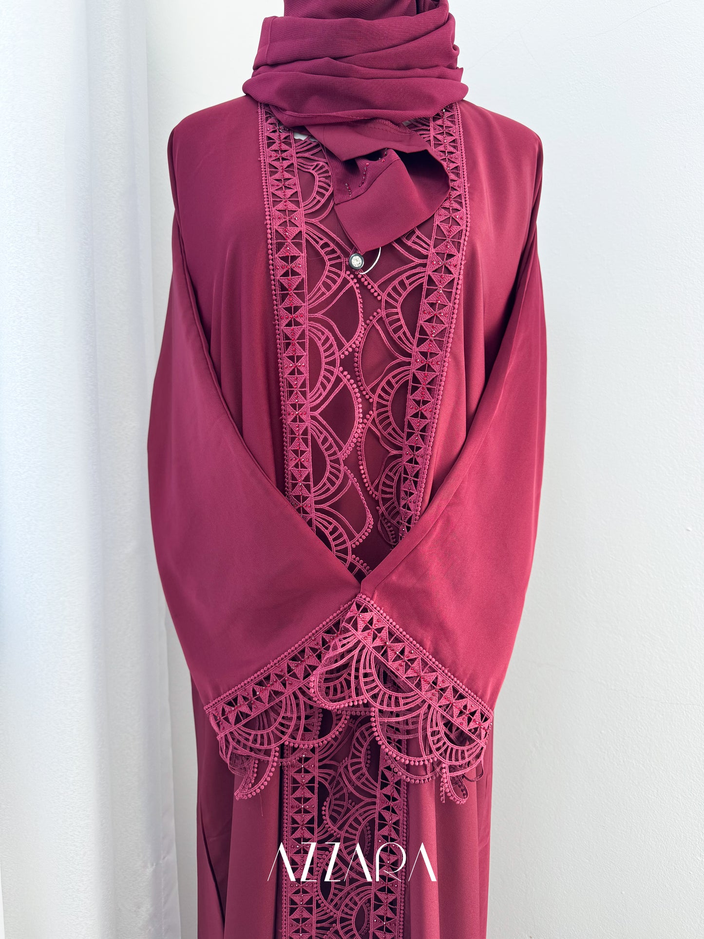 (G020) Syawal Abaya - Majestic Lace in Red