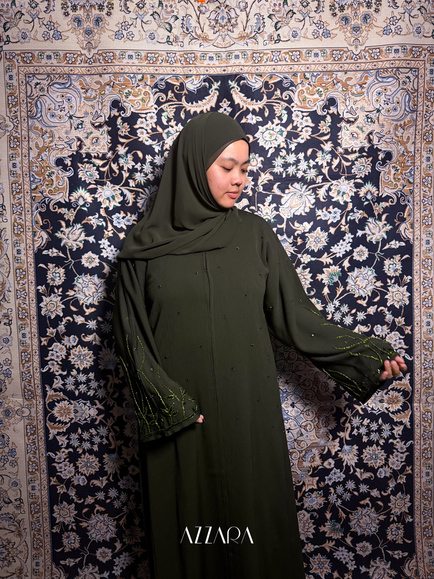(N035) Zahraat Premium in Myrtle Green