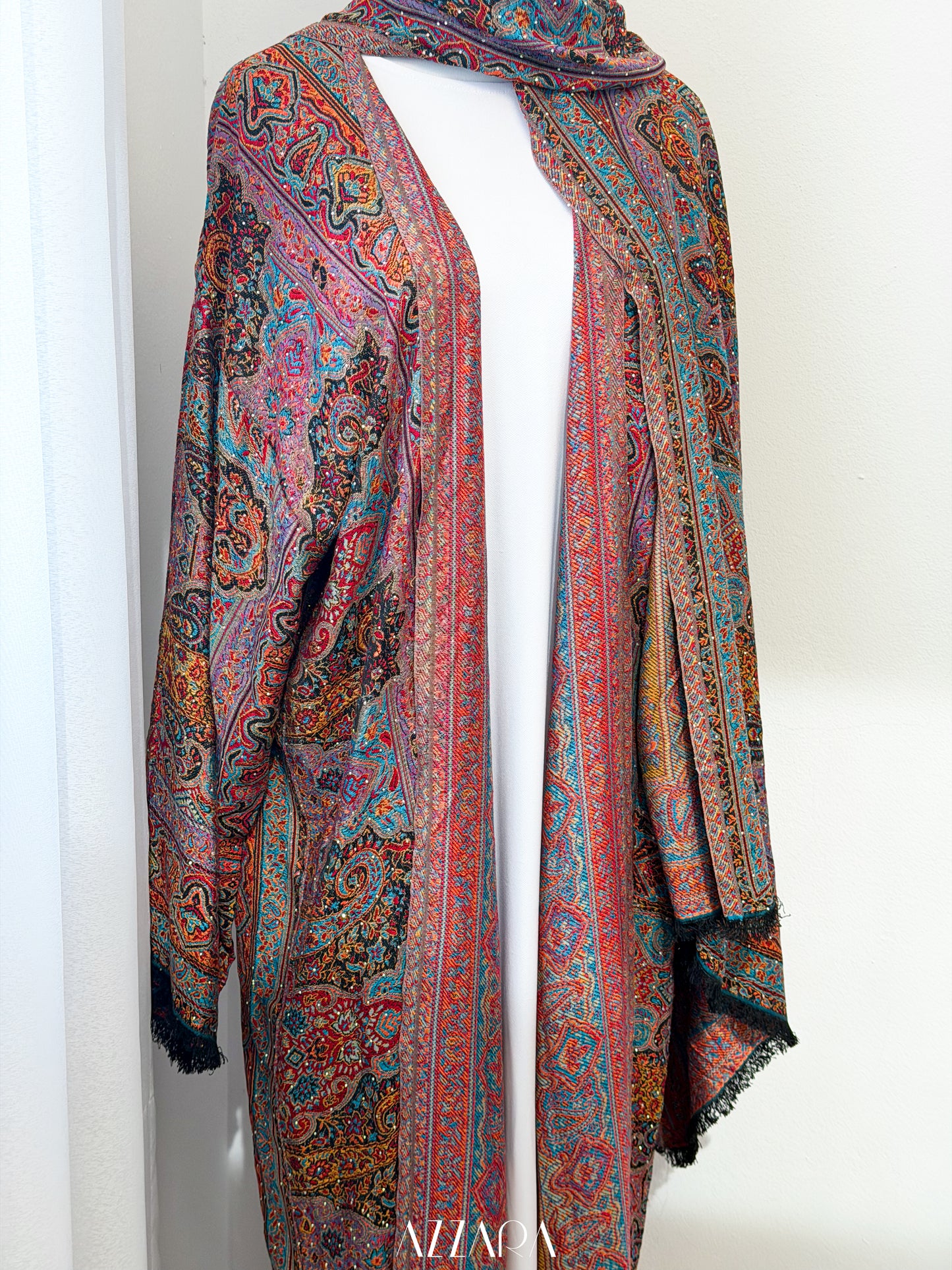 (P008) Pashmina Abaya - Royal Mauve Paisley