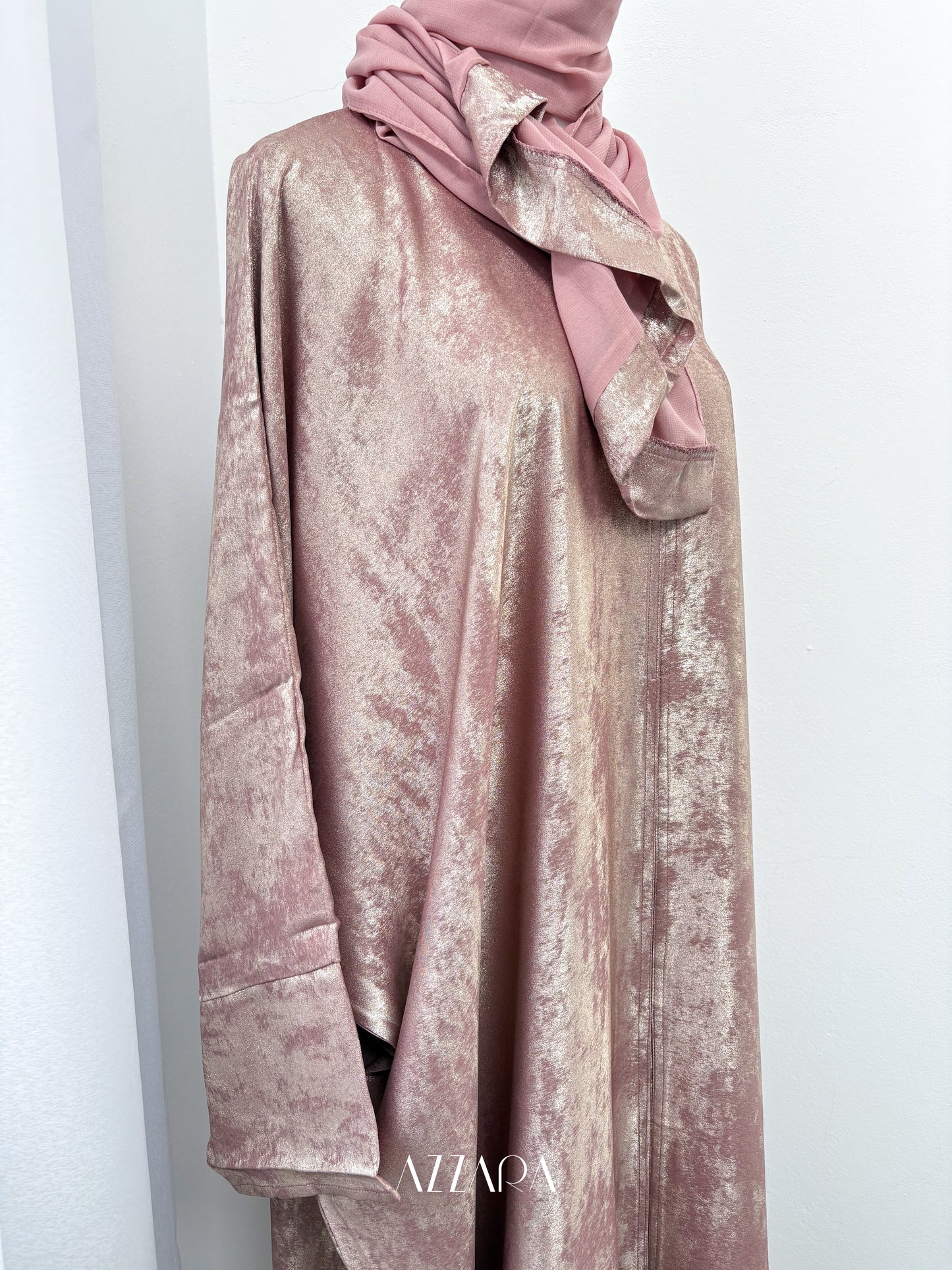 Sahara Abaya (D088) - Blush Pink Shimmer Batwing