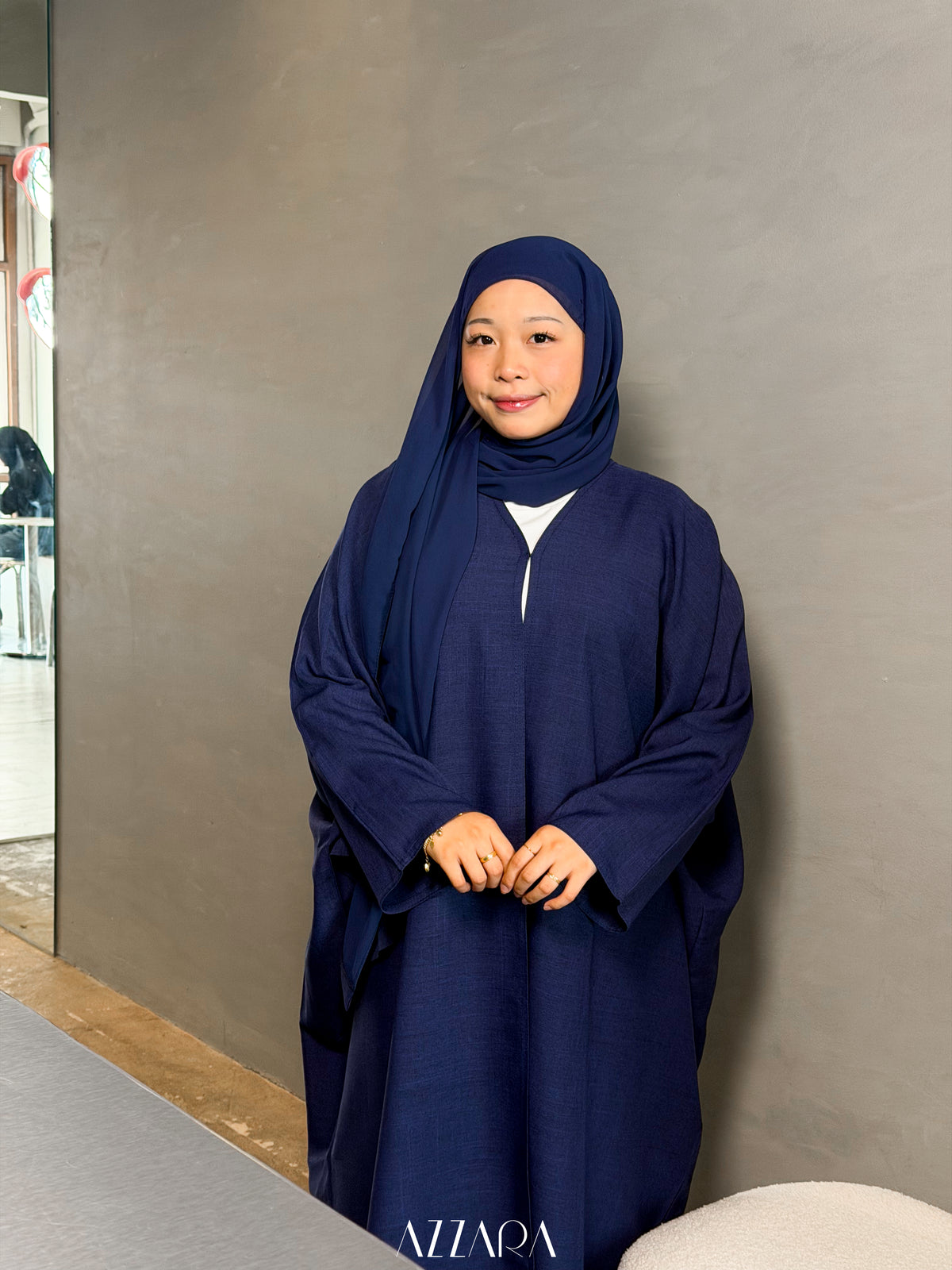 (L044) - Endless Summer Linen - Navy Blue Batwing
