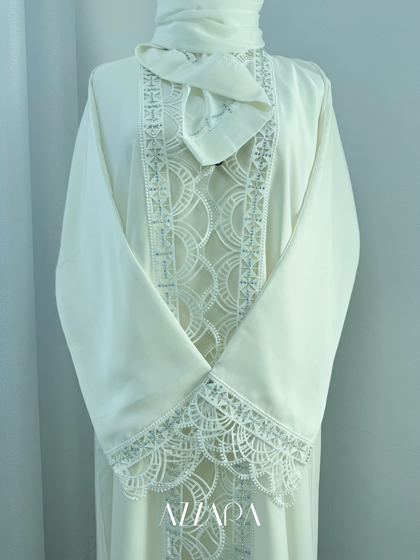 (G021) Syawal Abaya - Majestic Lace in Off White