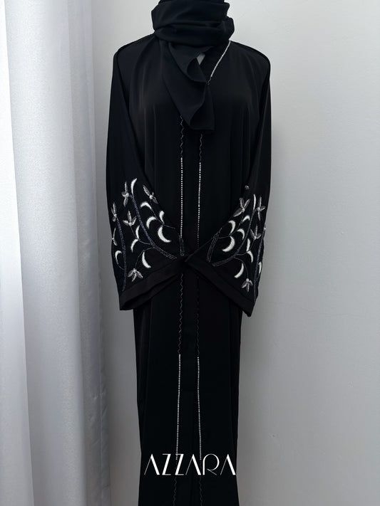 Sahara Abaya (D065) - Black handworks abaya