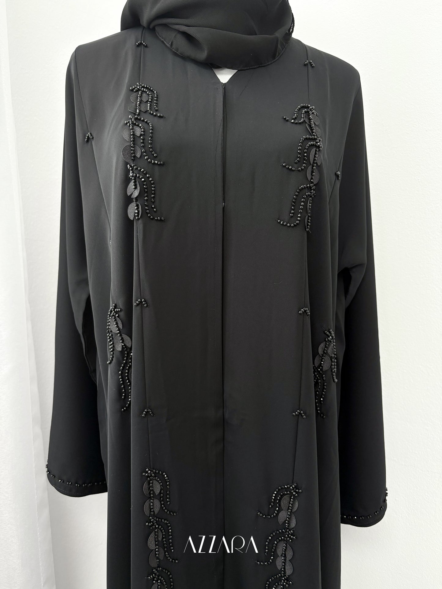 (D081) Sahara Abaya - Black Handworks