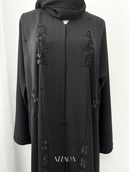 (D081) Sahara Abaya - Black Handworks
