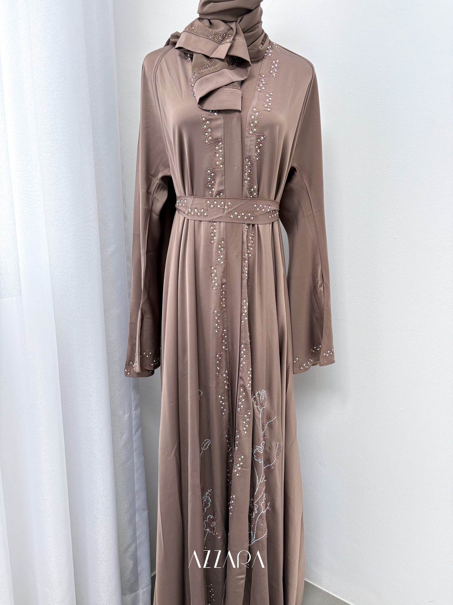 (D085) Sahara Abaya - Chocolate Princess Cutting
